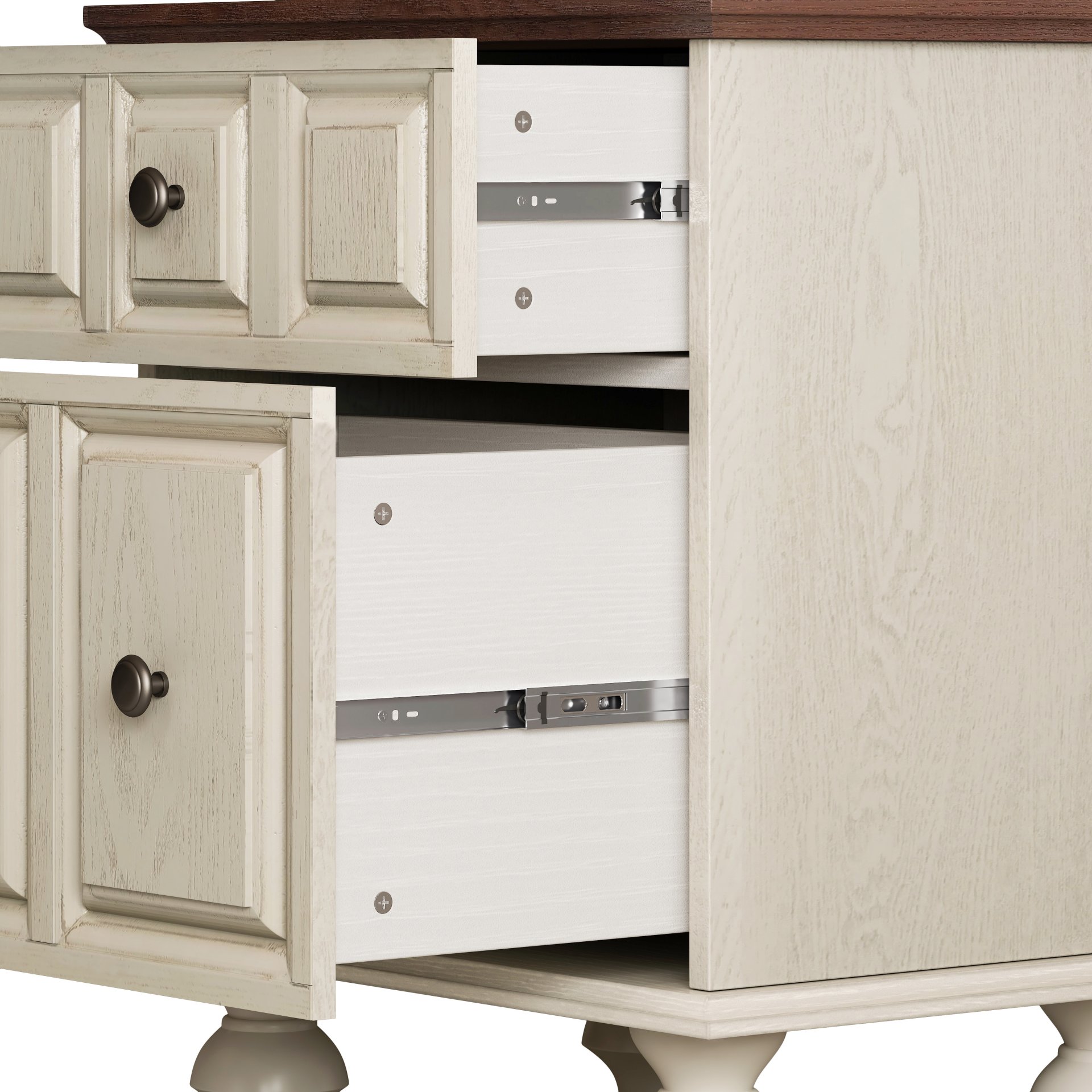 Nightstand With 2 Drawers And Roman Column Legs - Antique White - Image 11