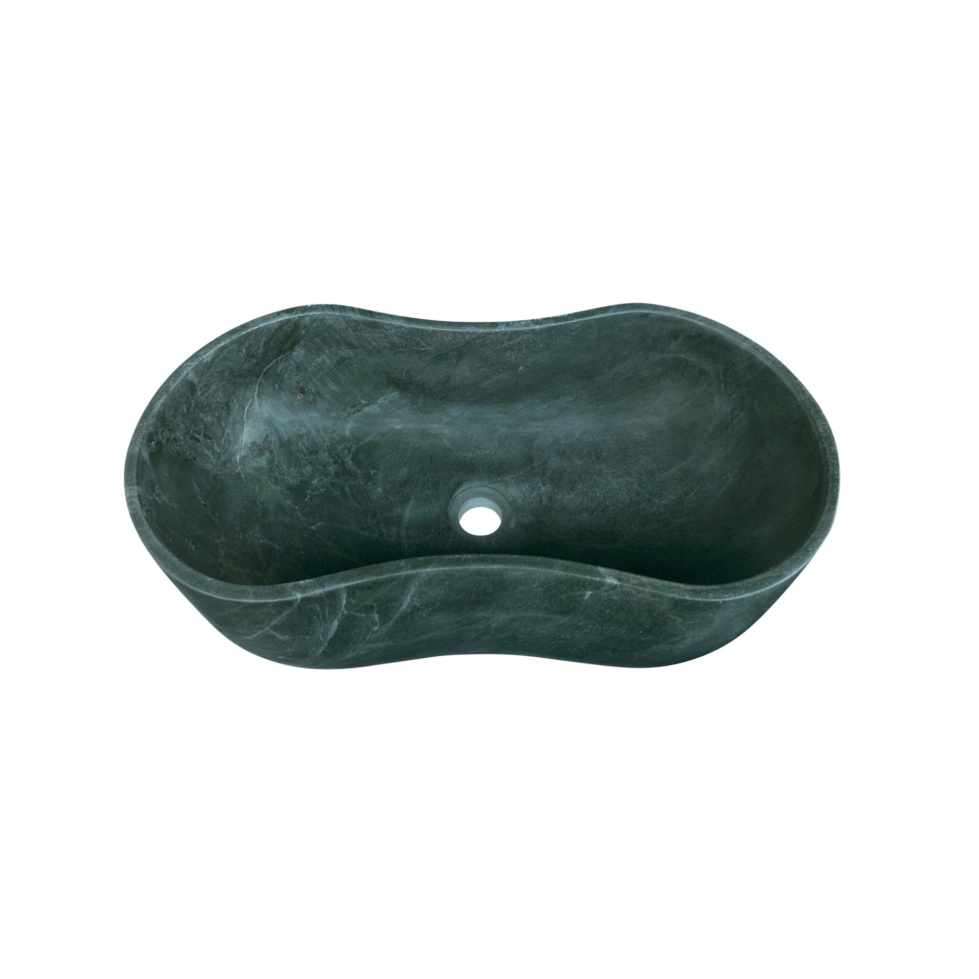 Bathroom Vessel Sink, Wavy Design, Semi Polished Surface - Green - Image 7