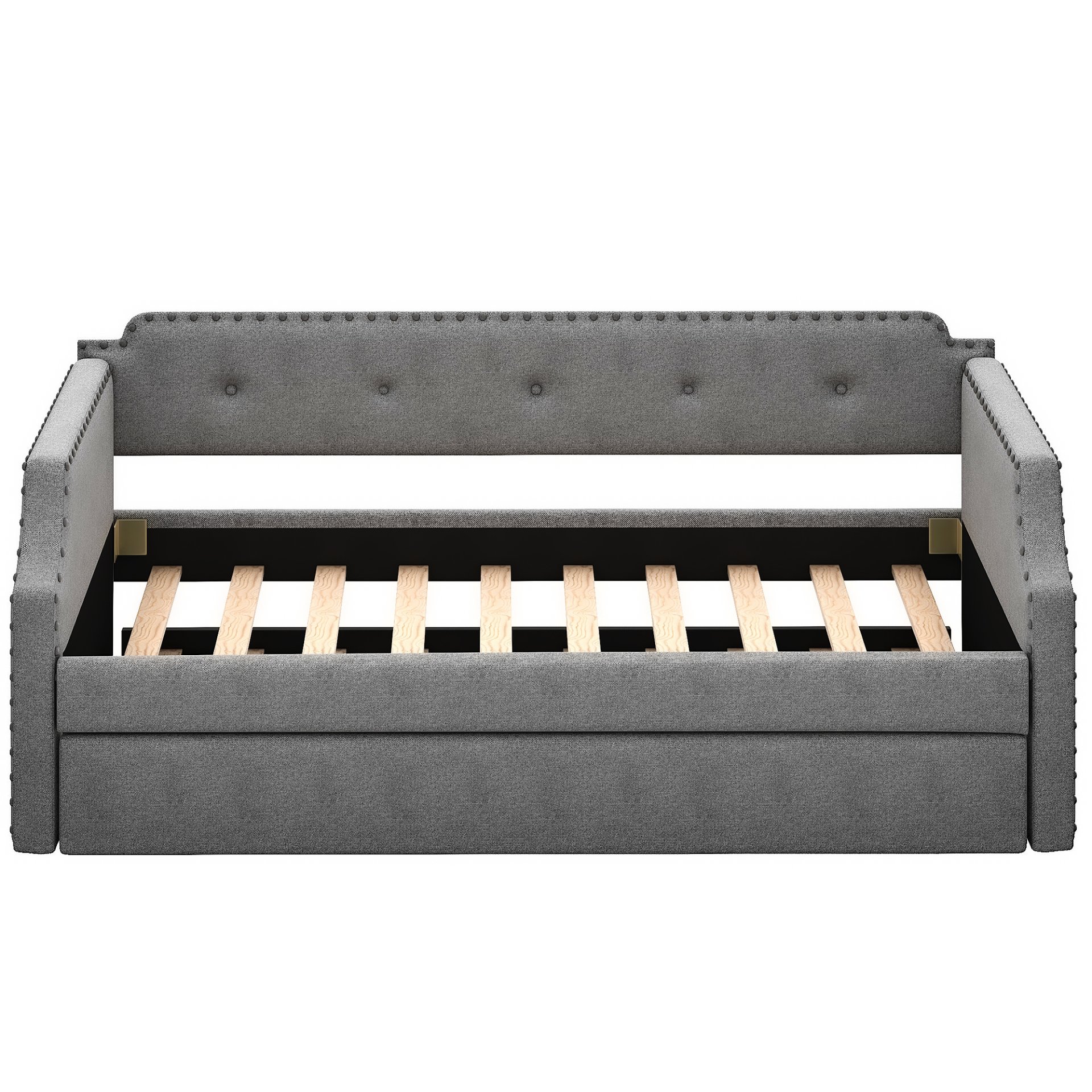 Upholstered Daybed With Trundle, Twin, Slat Support - Gray - Image 16