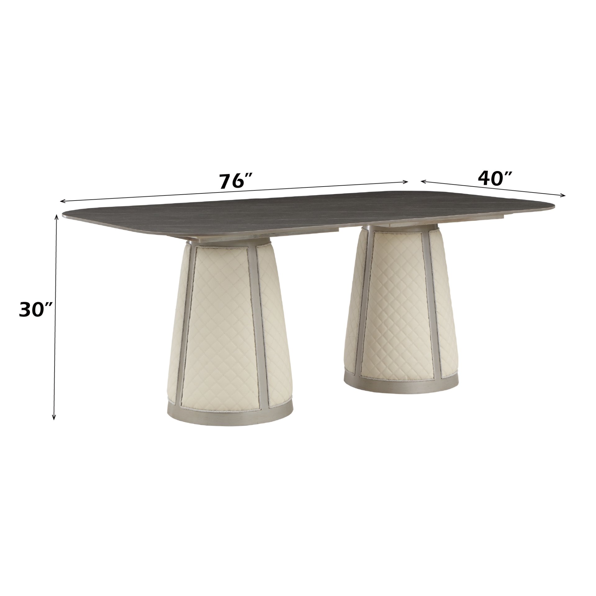 Kasa - Sintered Stone Top Dining Table - Stone Gray / Champagne - Image 6