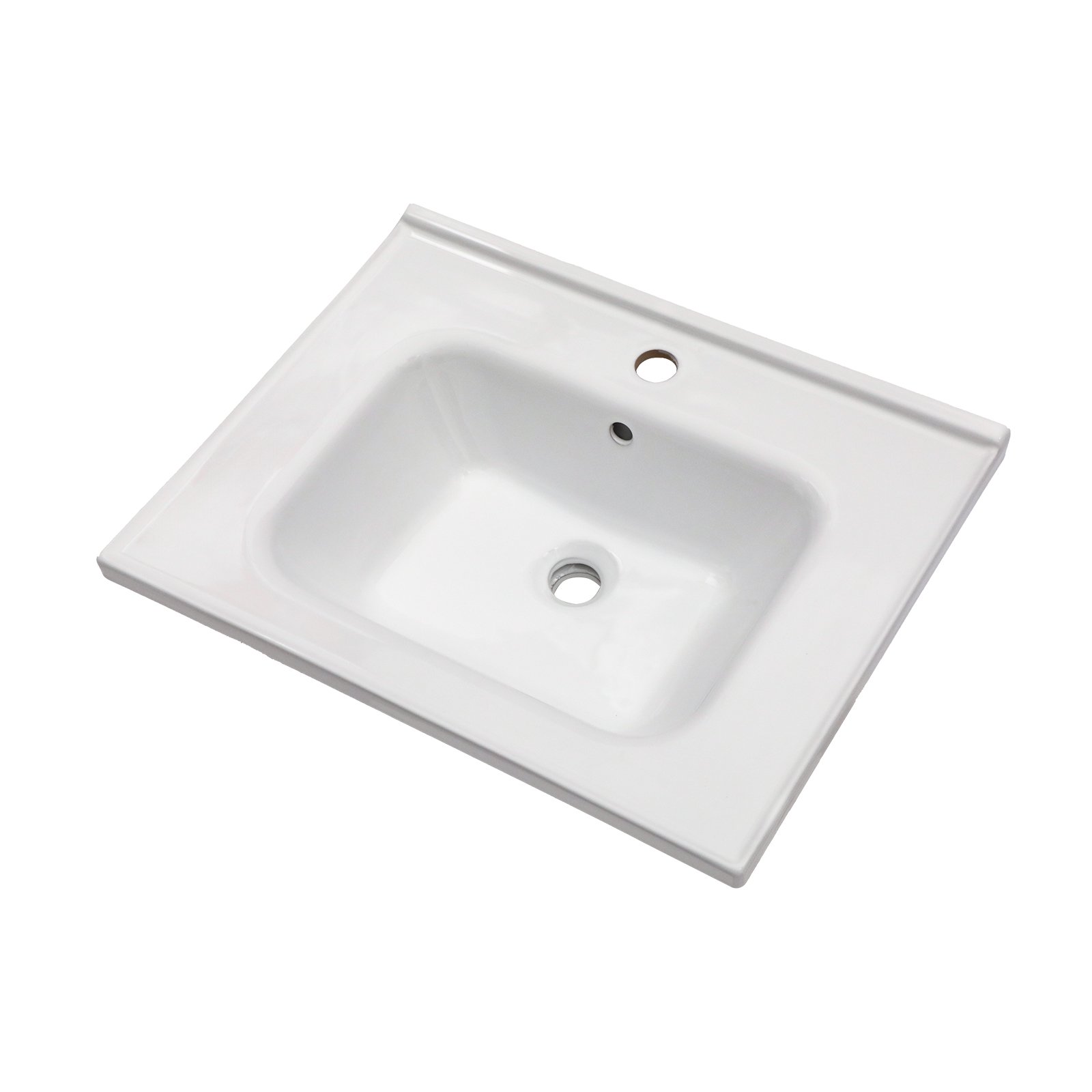 Rectangular Single Vanity Top With 1 Faucet Hole And Overflow Ceramic - White - Image 8