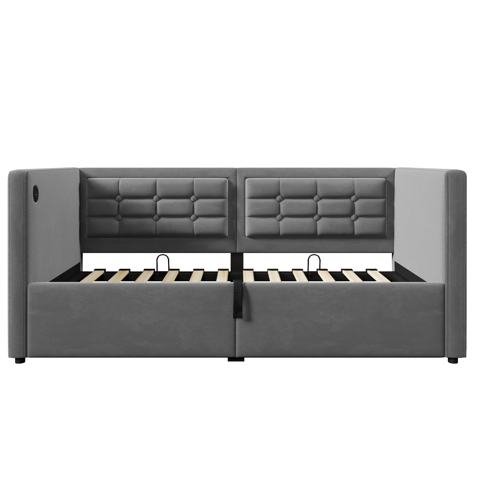 Twin Size Upholstered Hydraulic Storage Daybed With USB & Type C Charging - Gray - Image 17