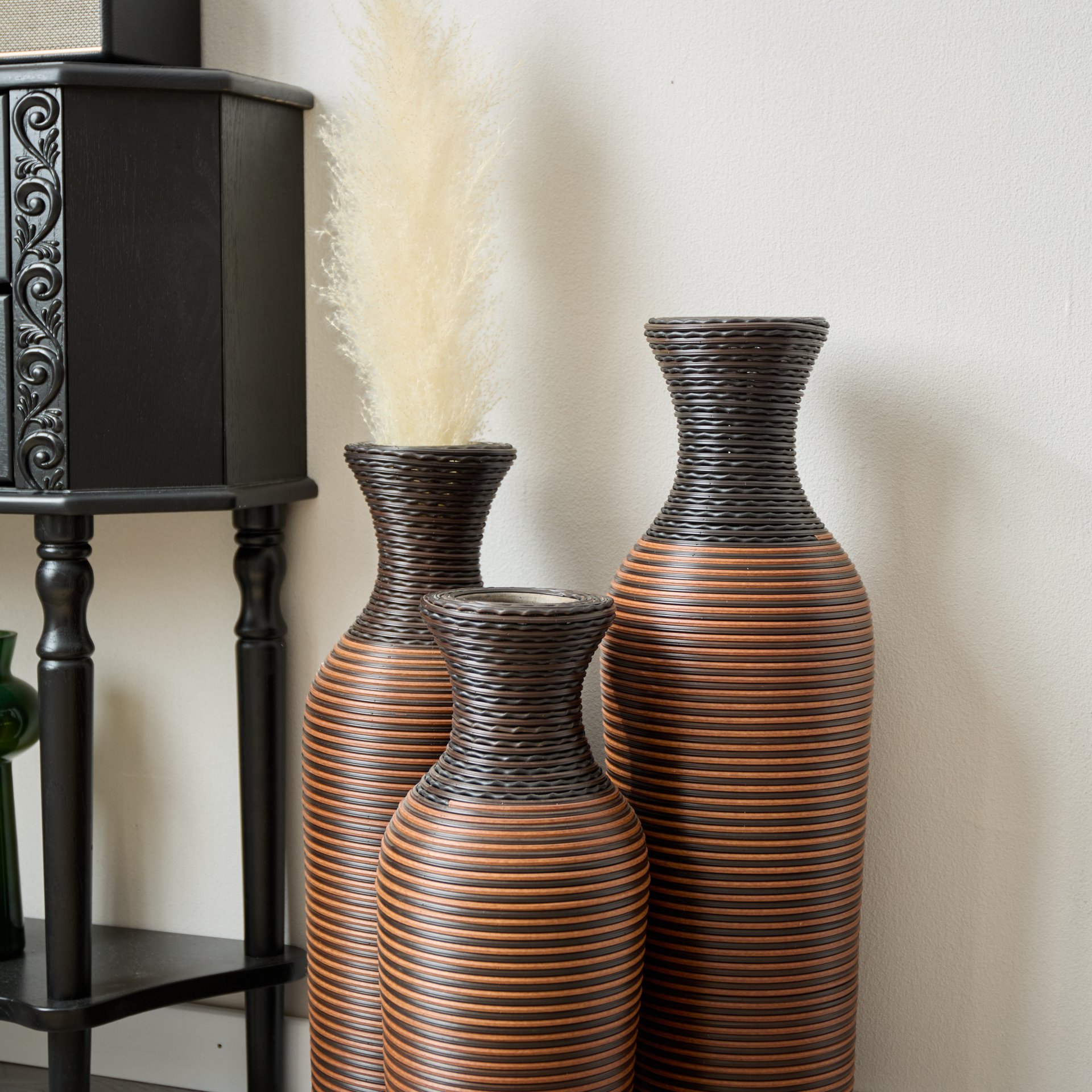 Desktop Vase, Classic And Neat Floor Vase, High Independent Flower Stand, Home Decoration Flower Stand (Set of 3) - Black / Brown - Image 13