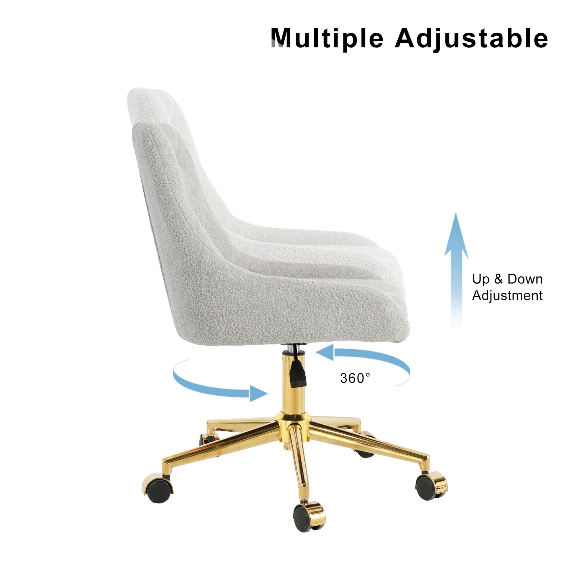 Modern Teddy Velvet Fabric Dining Chair With Gold Plated 5 Claw Legs - Gray - Image 8