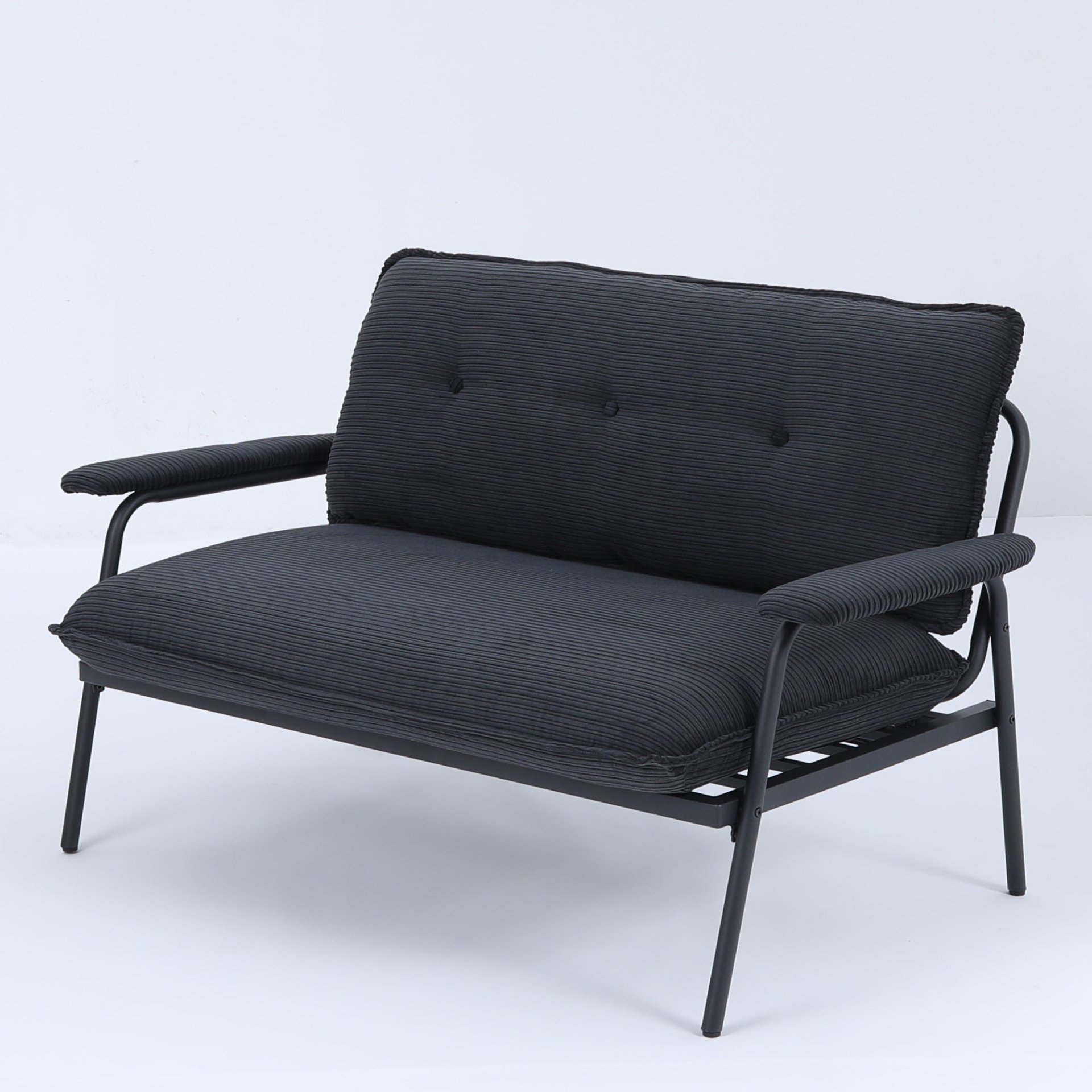 Modern Metal Frame Sofa With Sponge Filling For Compact Spaces And Versatile Use - Black - Image 9