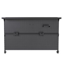 Pegboard Desk Organizer With Dual Monitor Stand - Black