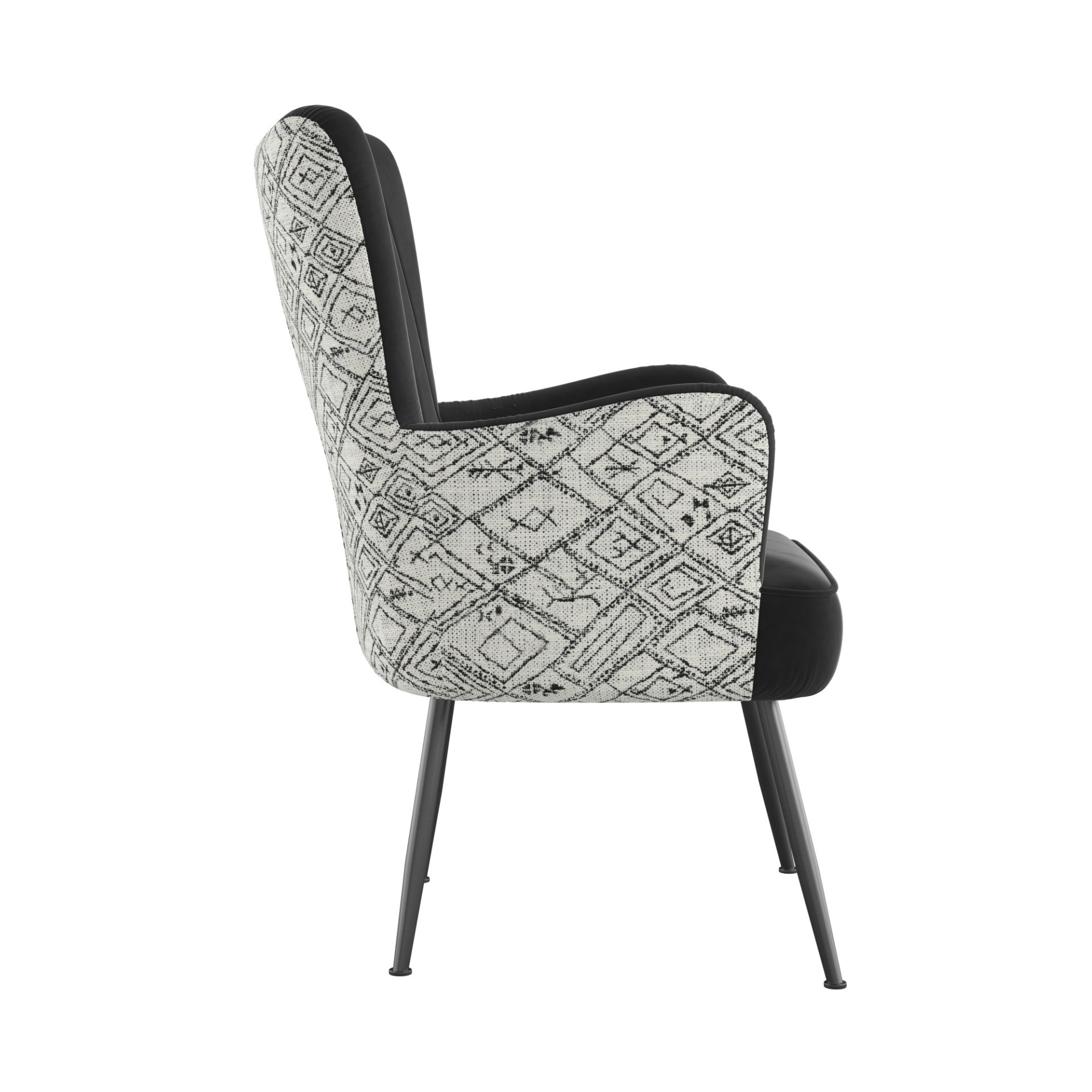 Accent Chair With Unique Print Fabric - Black - Image 7