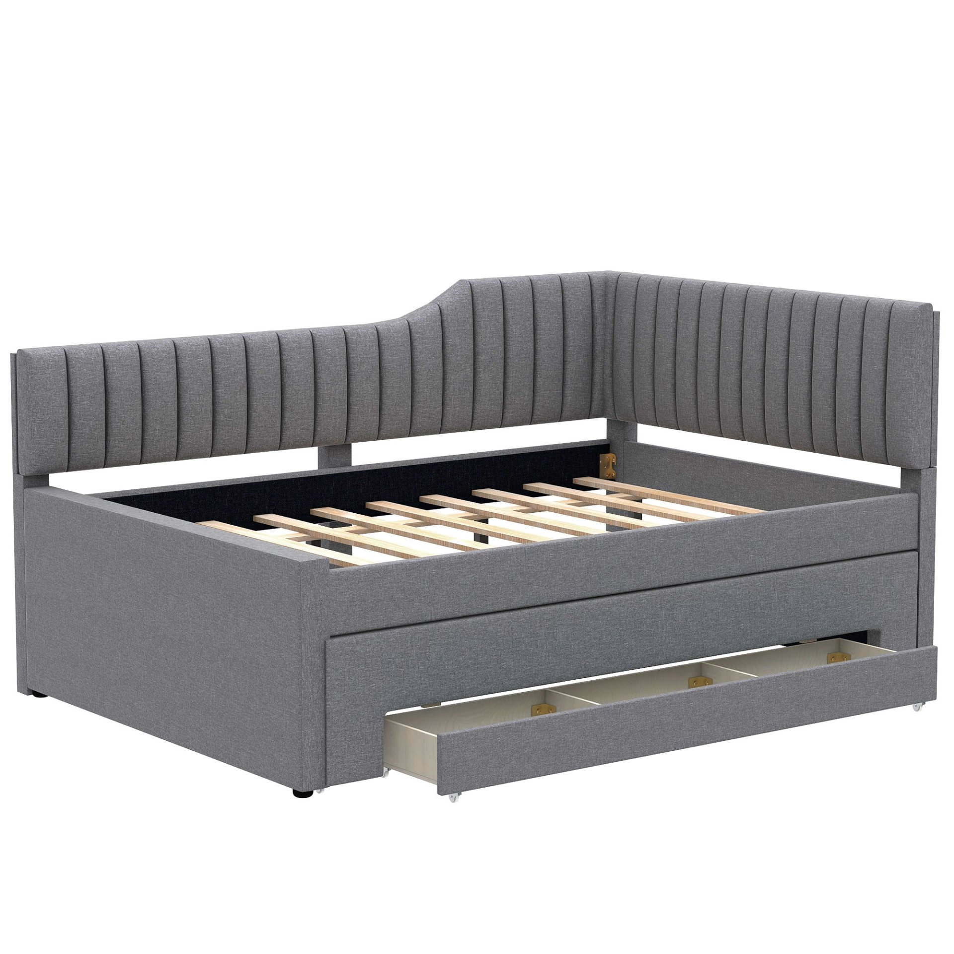 Full Size Upholstered Daybed With Trundle And 3 Drawers - Gray - Image 11