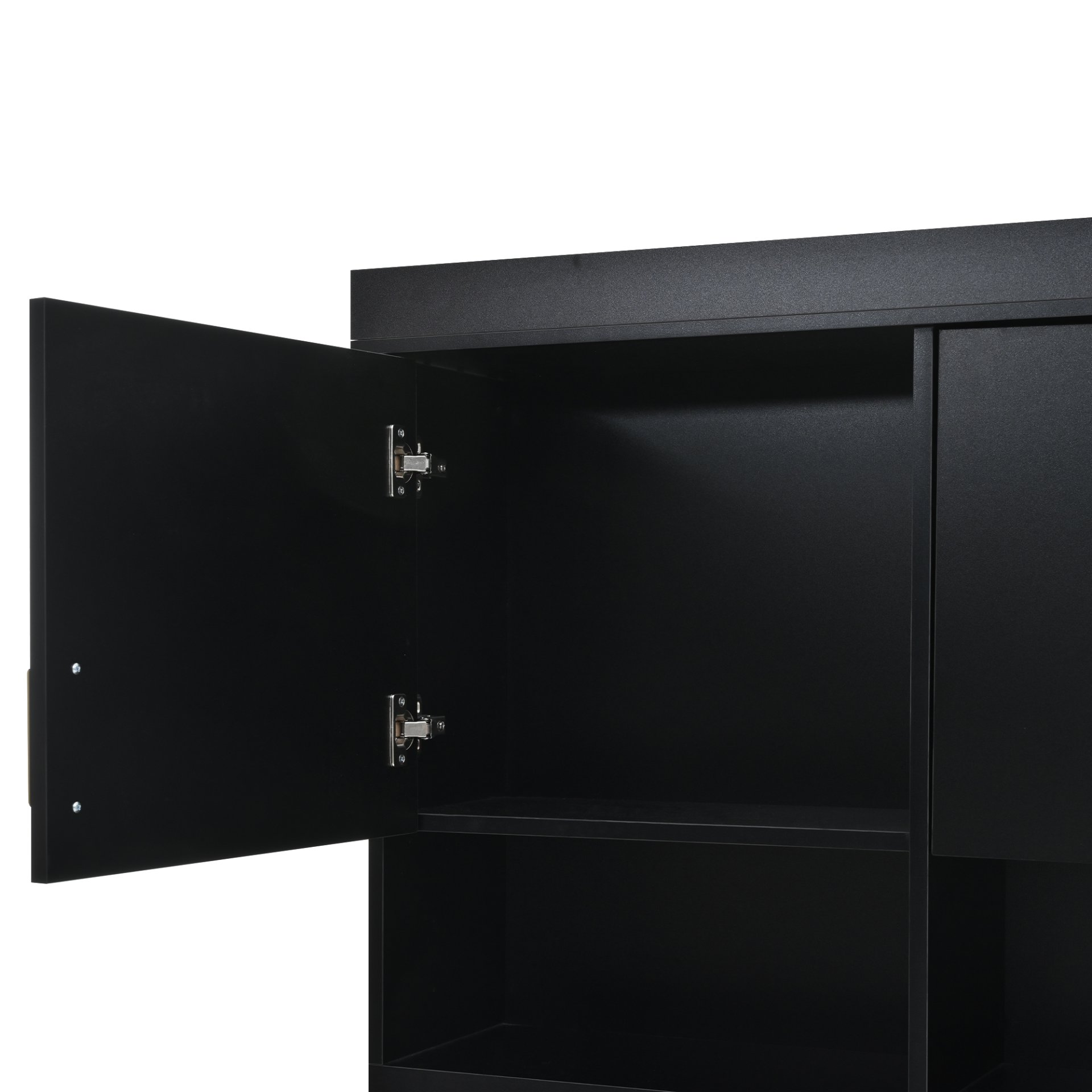 Entryway Hall Tree With Bench And Storage, 5 In 1 Coat Rack, 6 Drawers, 3 Cabinets And 3 Tier Top Storage - Black - Image 14