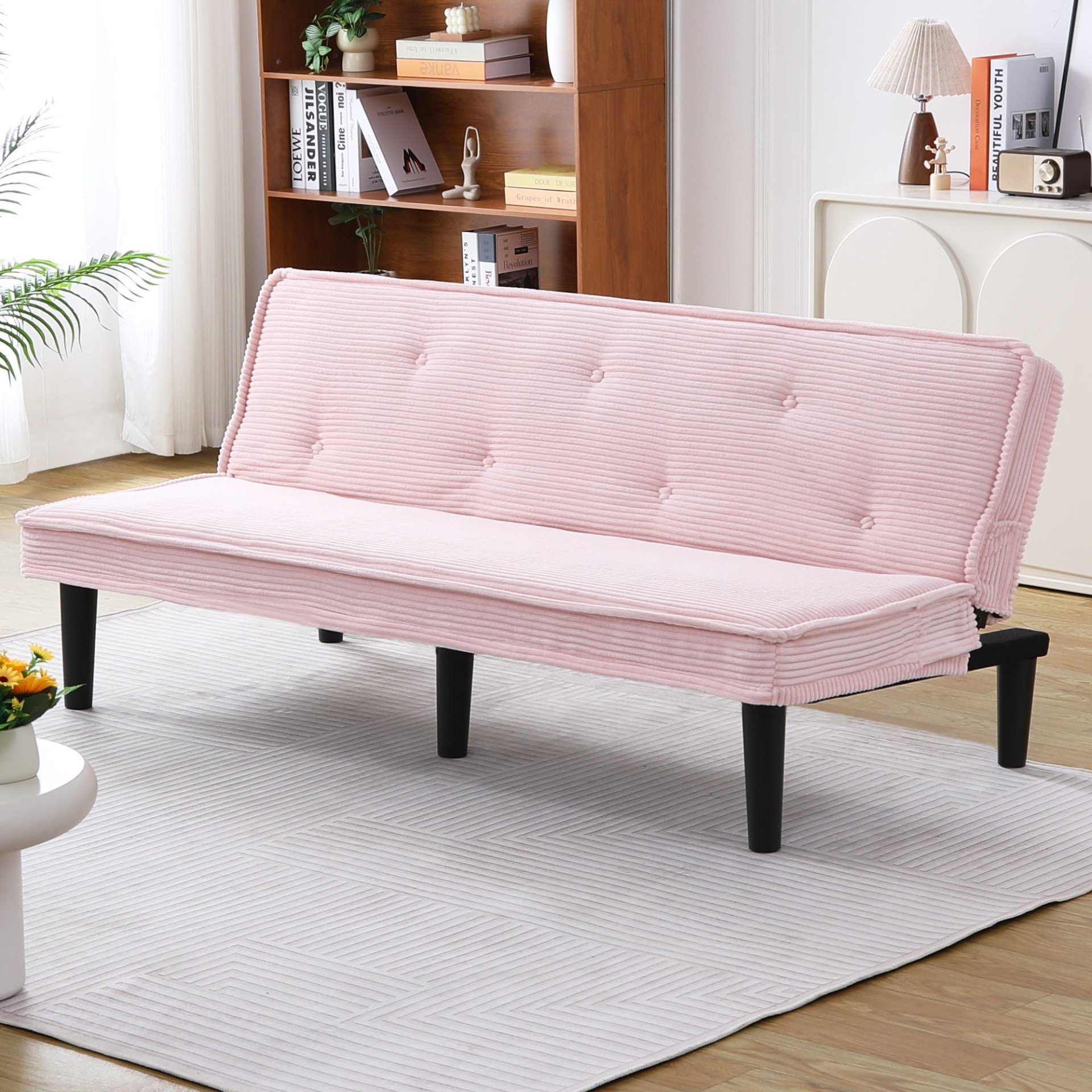 Modern Sofa Bed - Black / Beige / Pink - Image 8