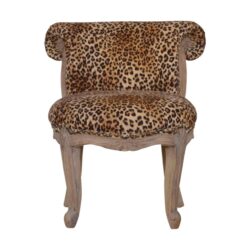 Leopard Print Studded Chair - Brown