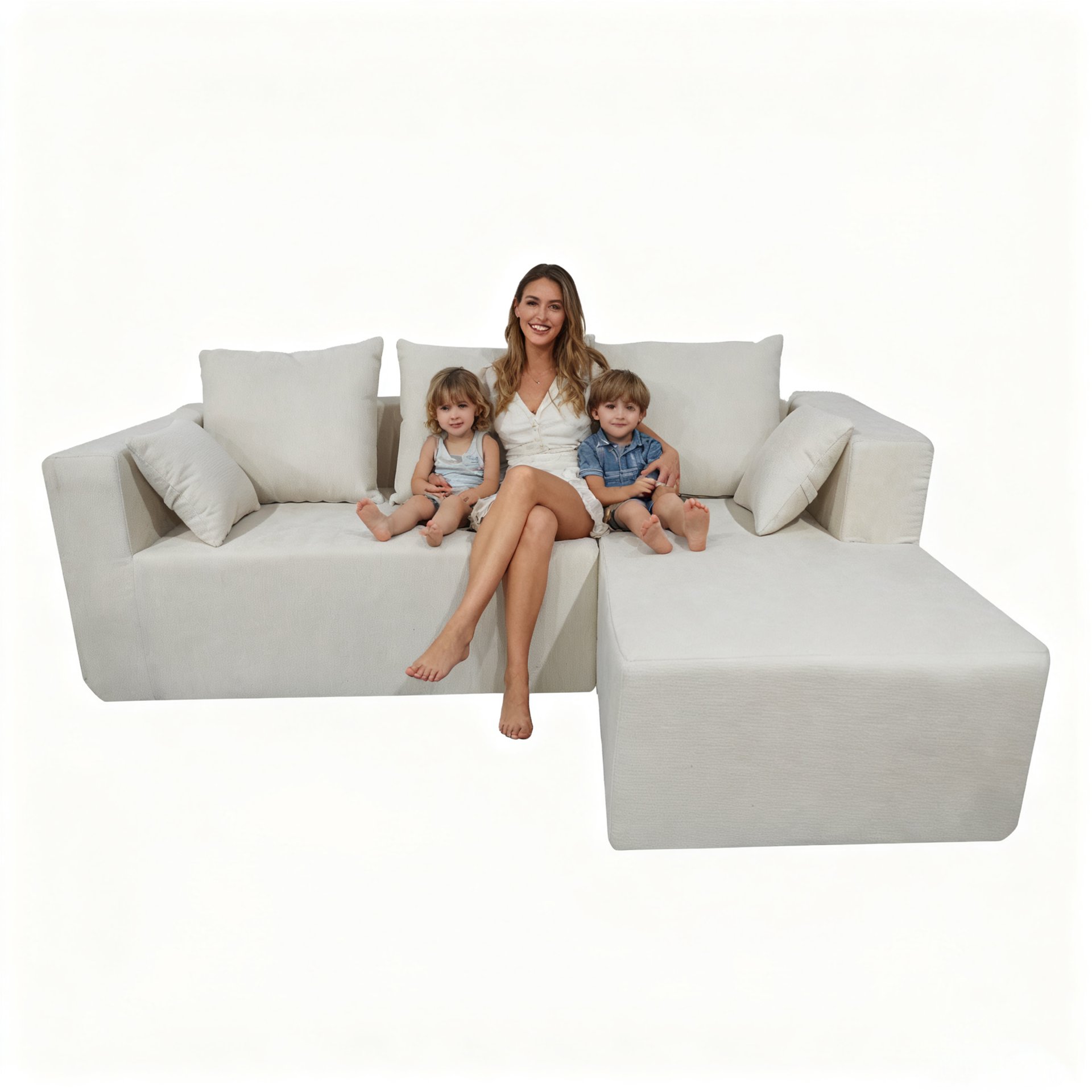 Corner Sofa And Sofa Bed With High Density Sponge - Beige - Image 11