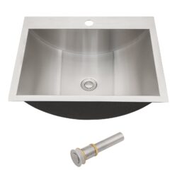 21 X 17" Drop In Bathroom Sink With Pop Up Drain, Stainless Steel Su304, Durable & Rust Resistant, Easy Installation - Brushed Nickel