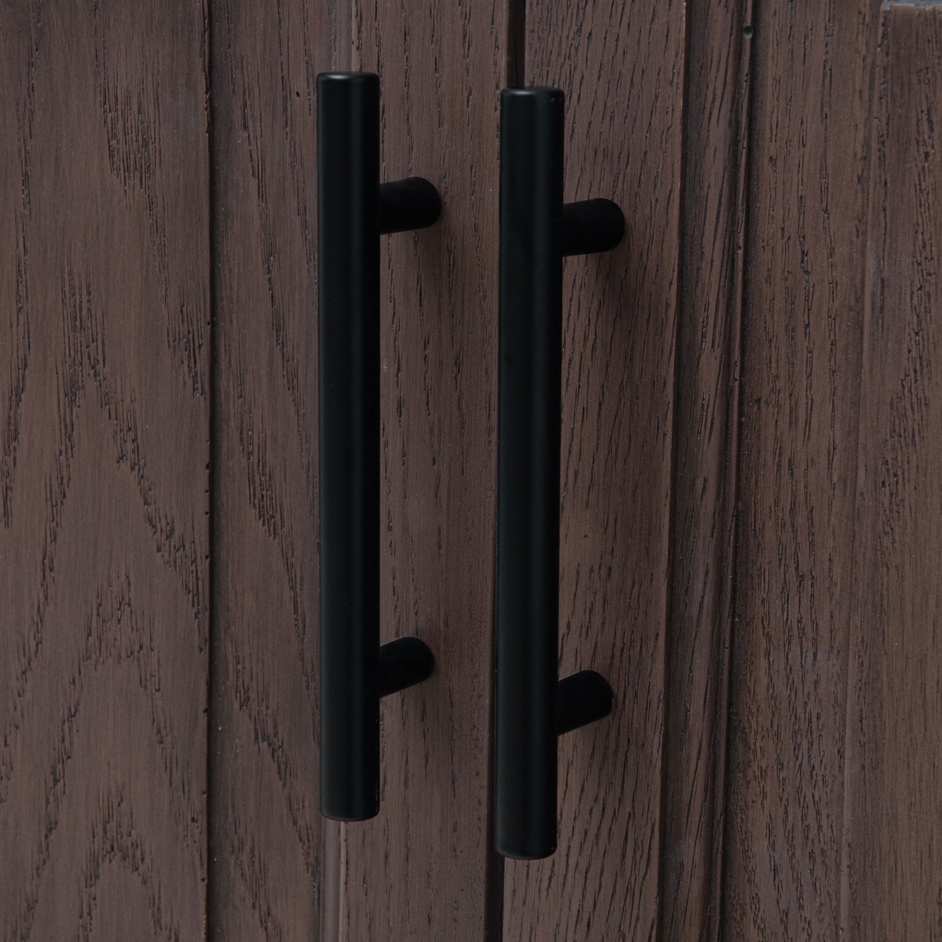 Modern Freestanding Bathroom Vanity With White Ceramic Sink, Hot And Cold Faucet, 2 Door Cabinet & Open Iron Shelf, Magnesium Oxide And Iron Frame - Walnut - Image 19