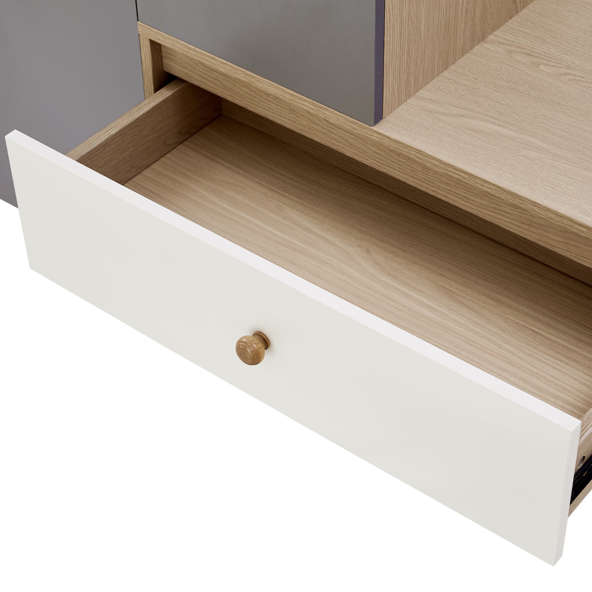 Modern Multi Functional Shoe Storage Bench & Cabinets With Adjustable Shelves - Gray / Natural Wood / White - Image 12