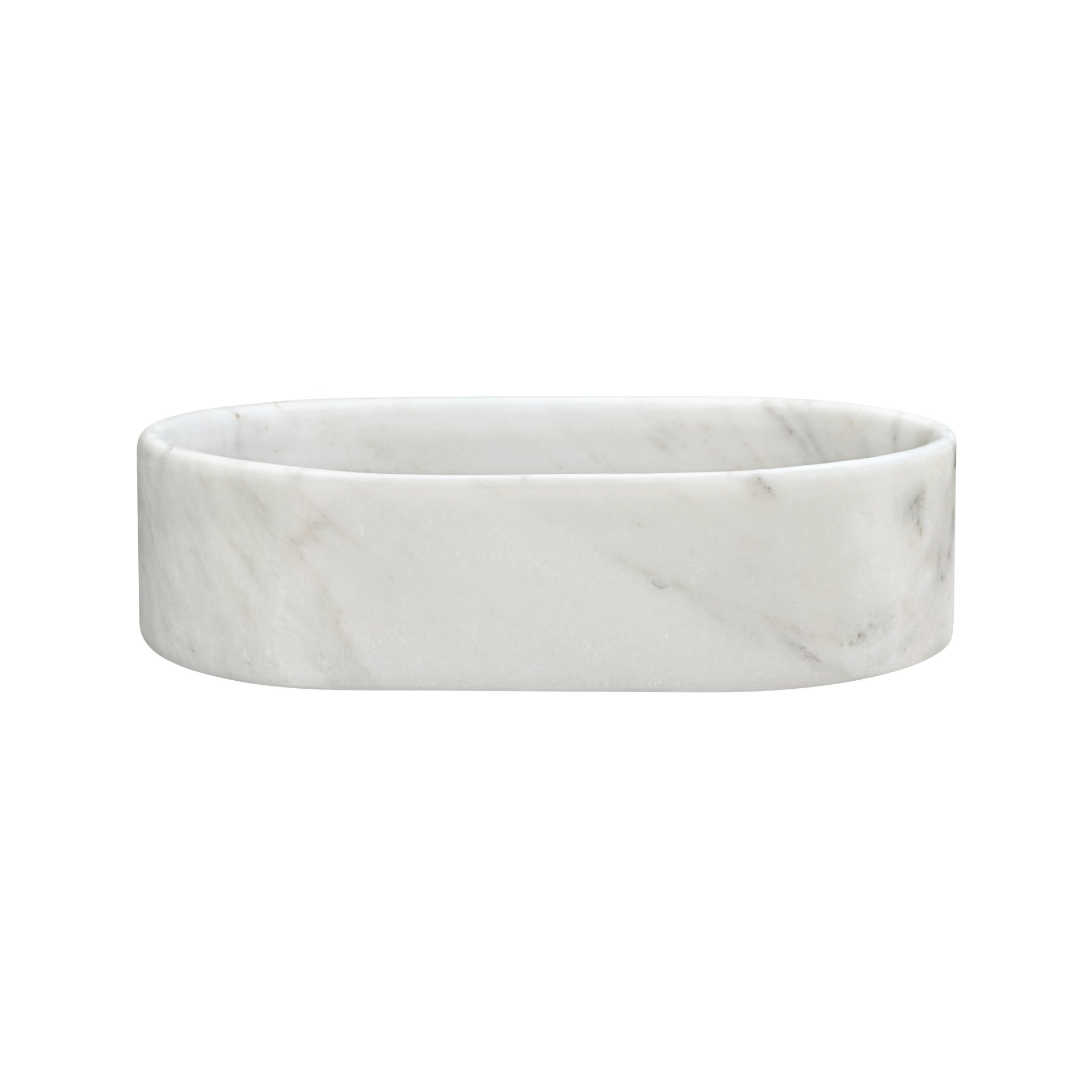 Vessel Sink, Semi Polished Surface, Genuine Real Marble, Oval Shape - White / Natural - Image 12