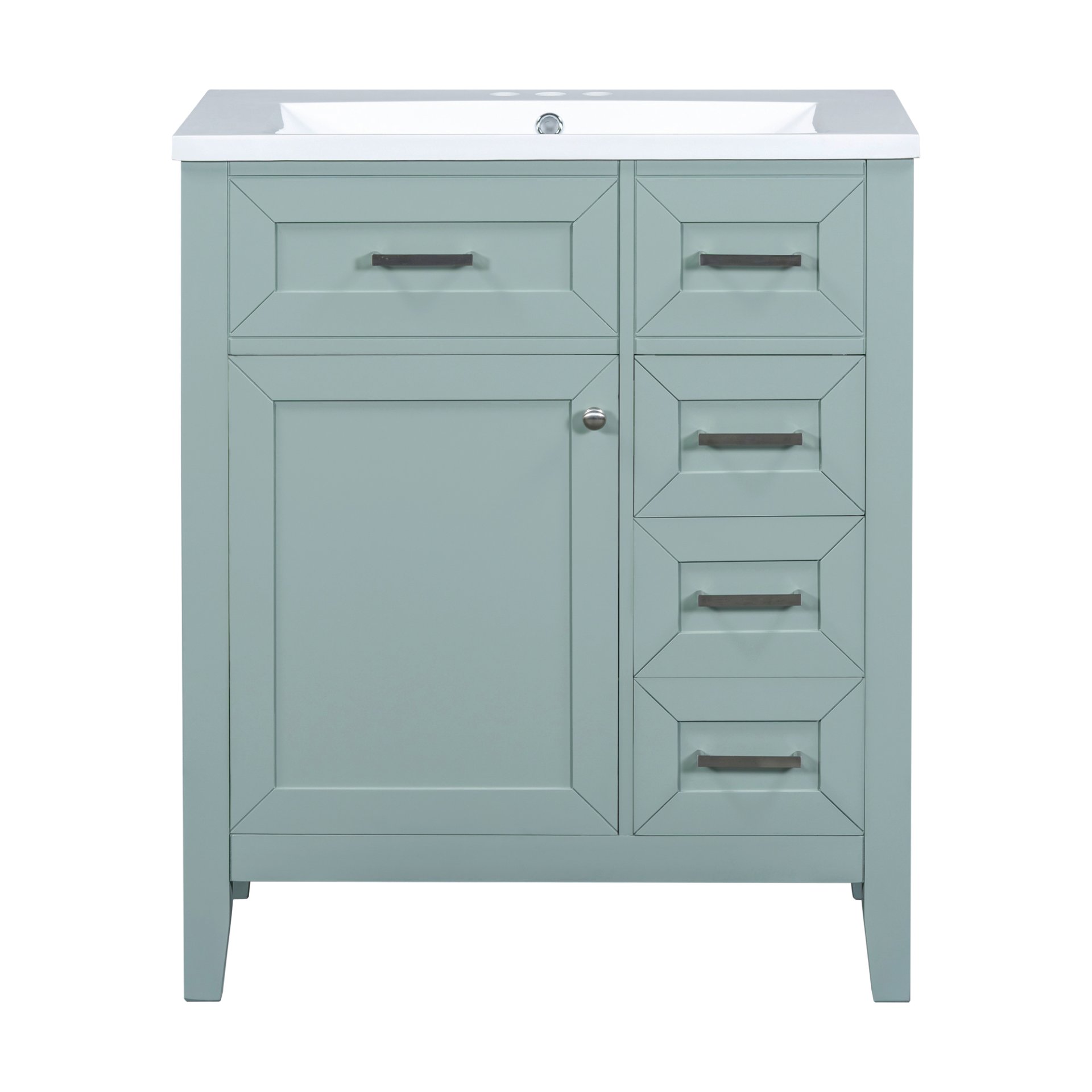 30" Bathroom Vanity With Sink Combo, Bathroom Cabinet With Drawers - Green - Image 7