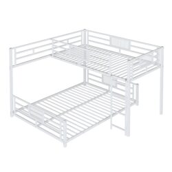 Twin Over Full L-Shaped Bunk Bed - White