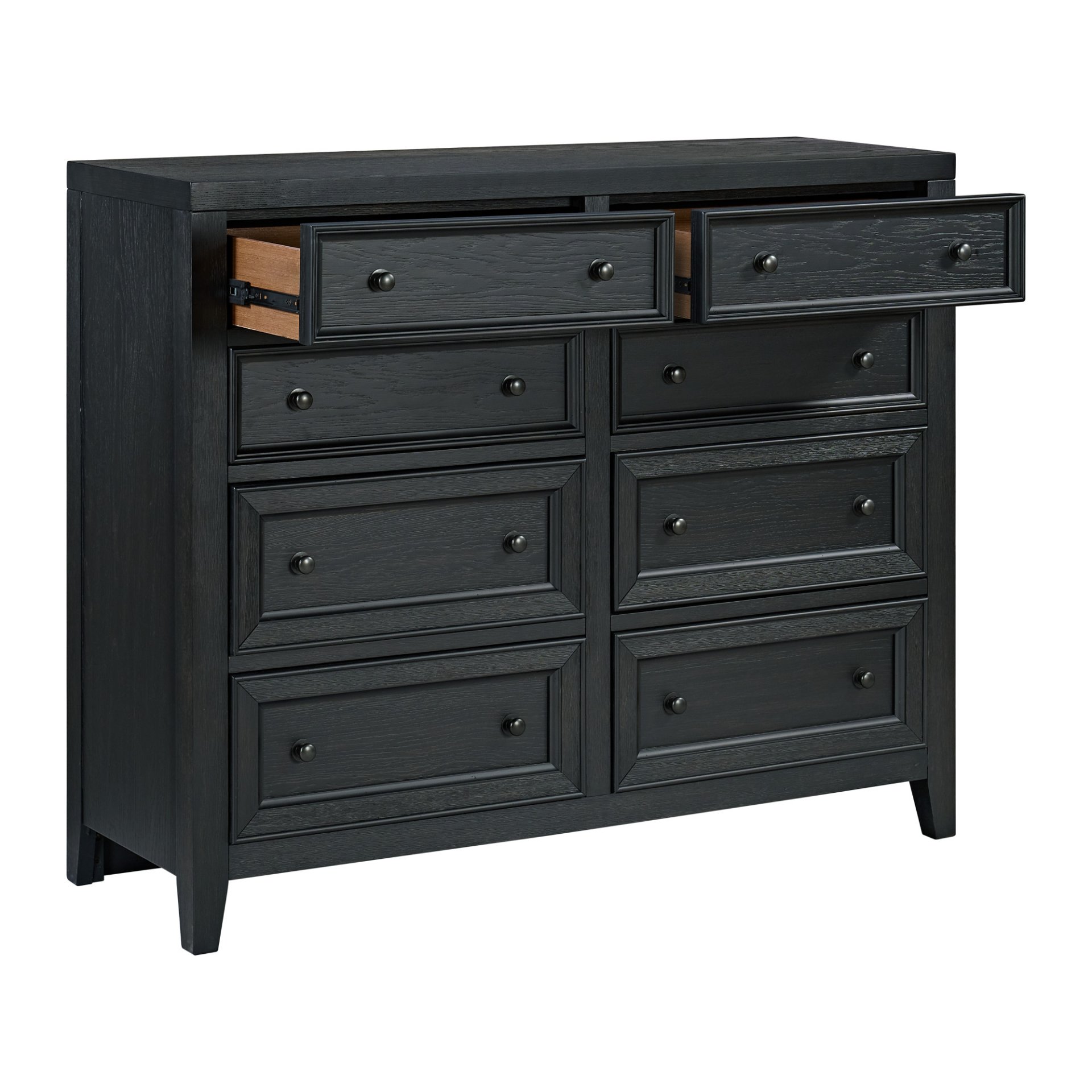 8 Drawer Dresser With Classic Framed Fronts And Smooth Glides - Black - Image 7