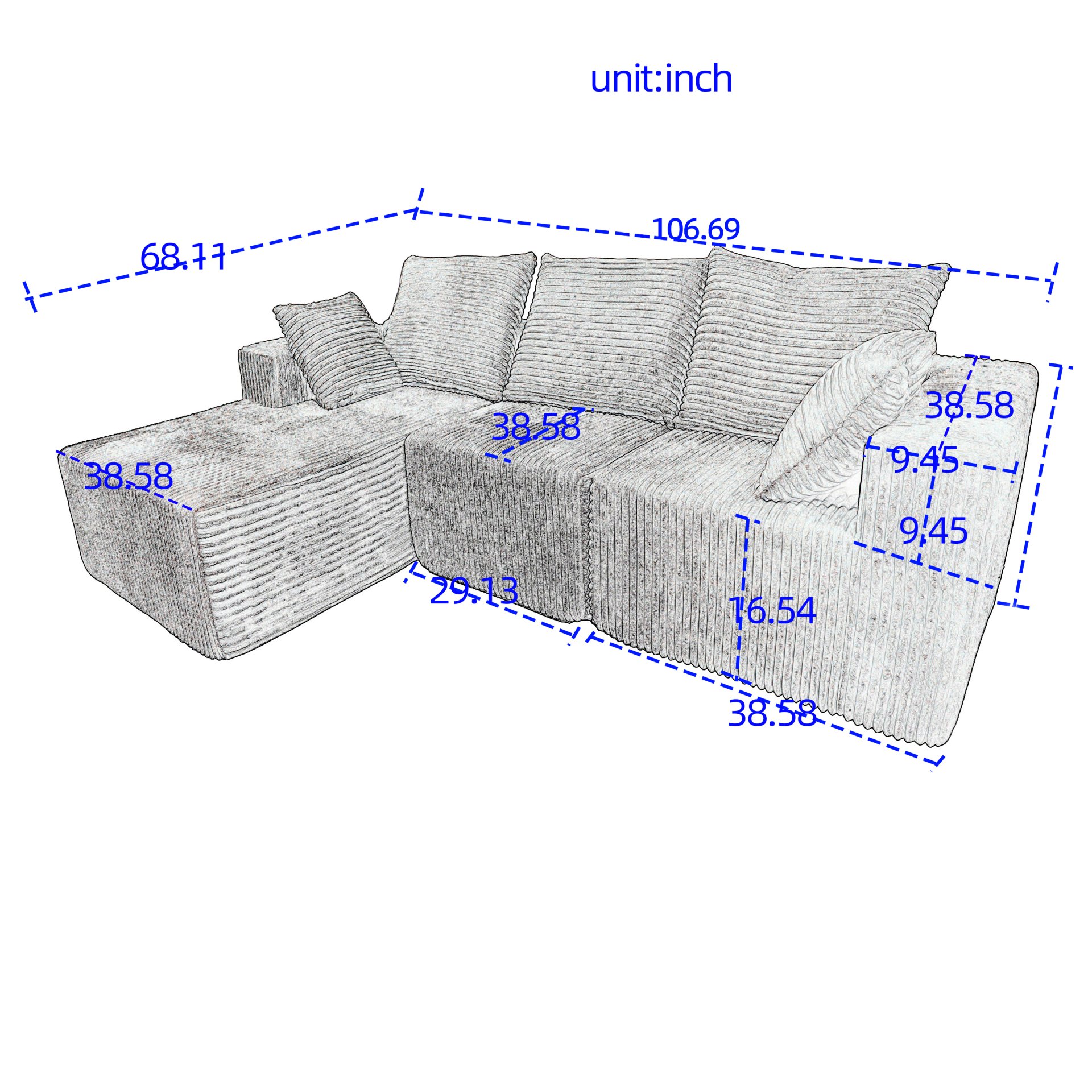 Corner Sofa And Sofa Bed With High Density Sponge - Beige - Image 3