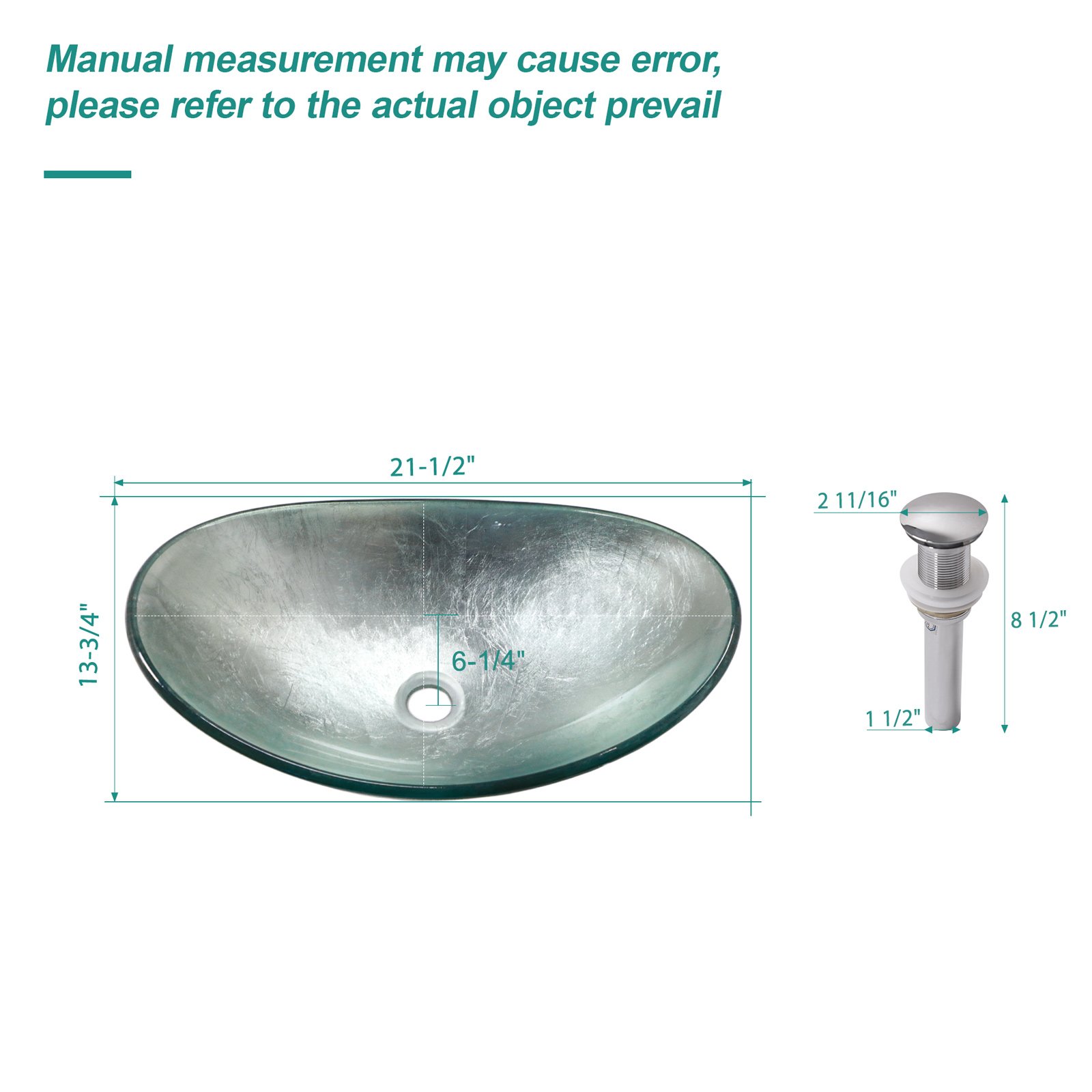 Vessel Sink With Pop Up Drain, Boat Shape Above Counter Bathroom Sink - Silver - Image 3
