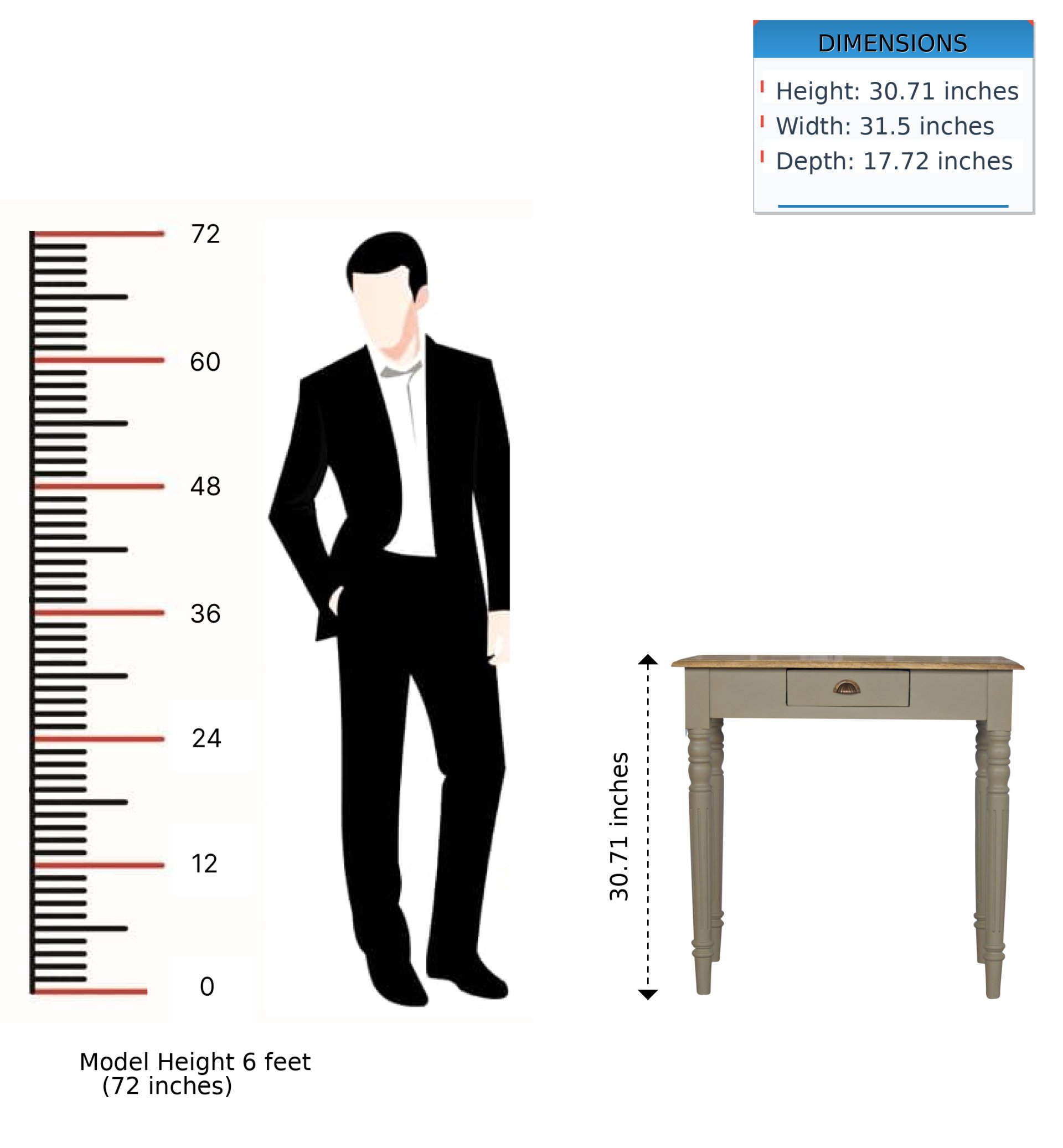 Hand Painted Writing Desk - Gray - Image 12