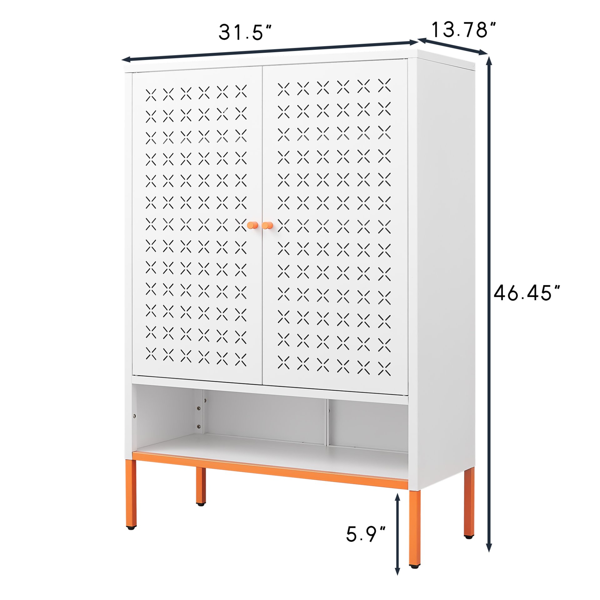 Grid - Double Door Shoe Cabinet With Adjustable Compartments And Moisture Proof Design In Metal - White - Image 3