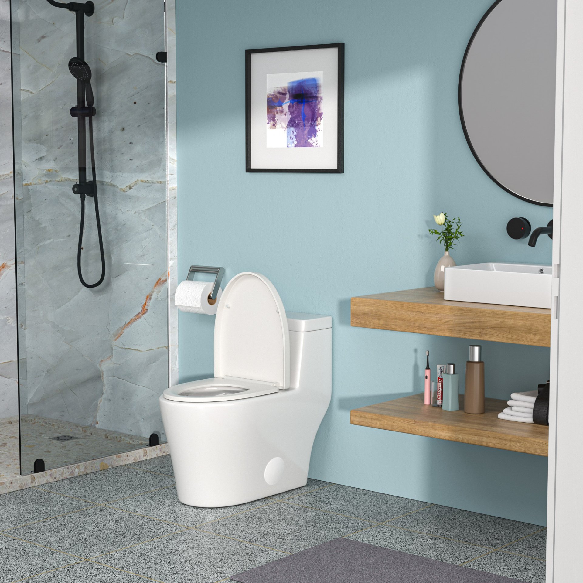 1 Piece Toilet With Soft Closing Seat - White - Image 4
