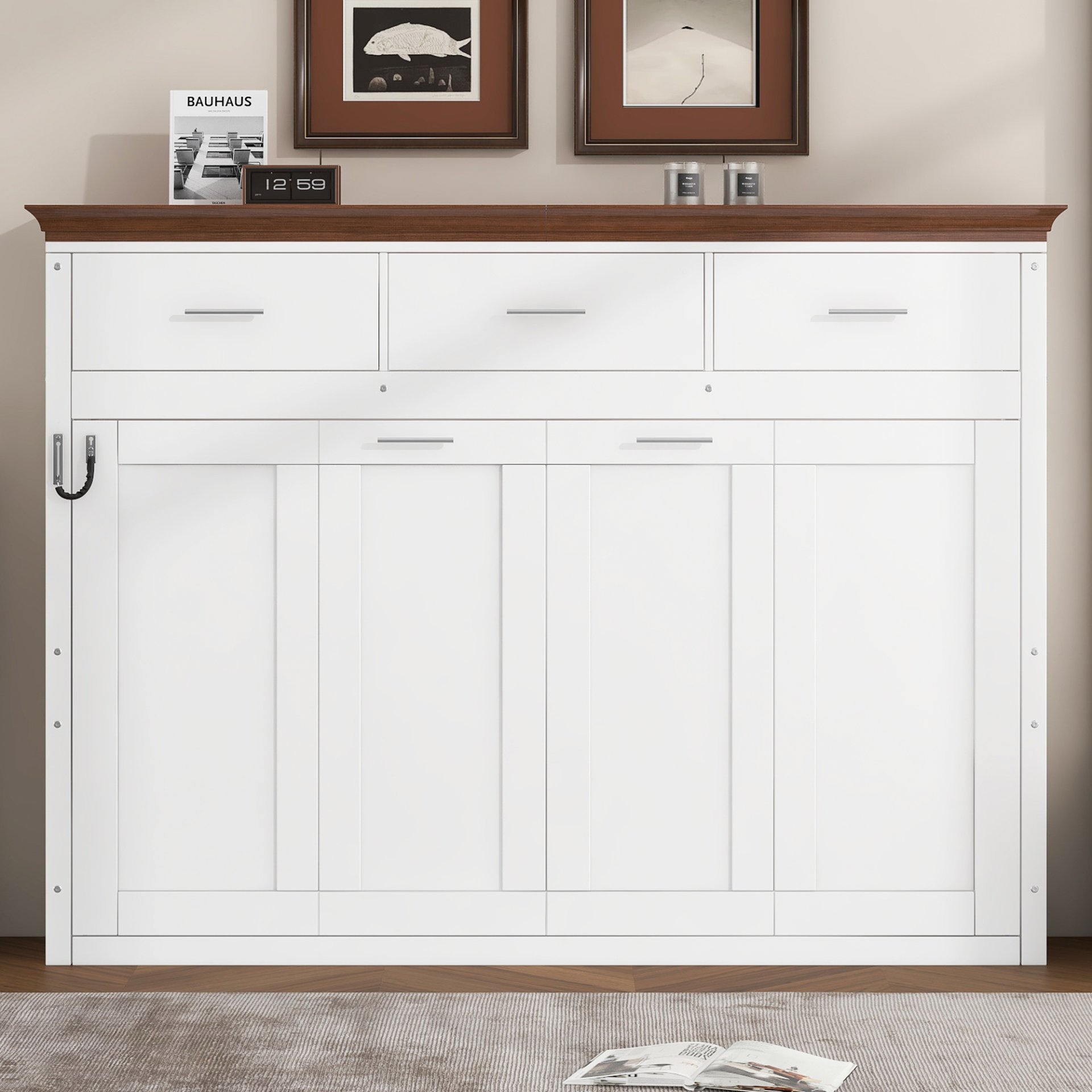 Twin Size Murphy Bed With 3 Drawers - White - Image 4