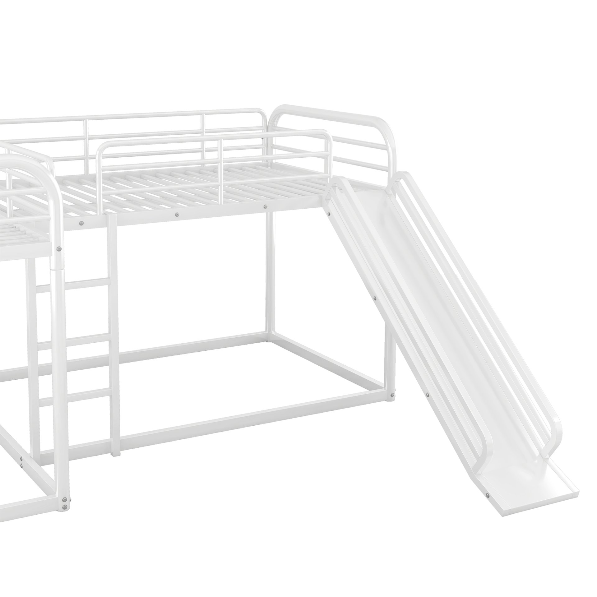 L-Shaped Bunk Bed With Slide And Short Ladder For Full And Twin Size - White - Image 7
