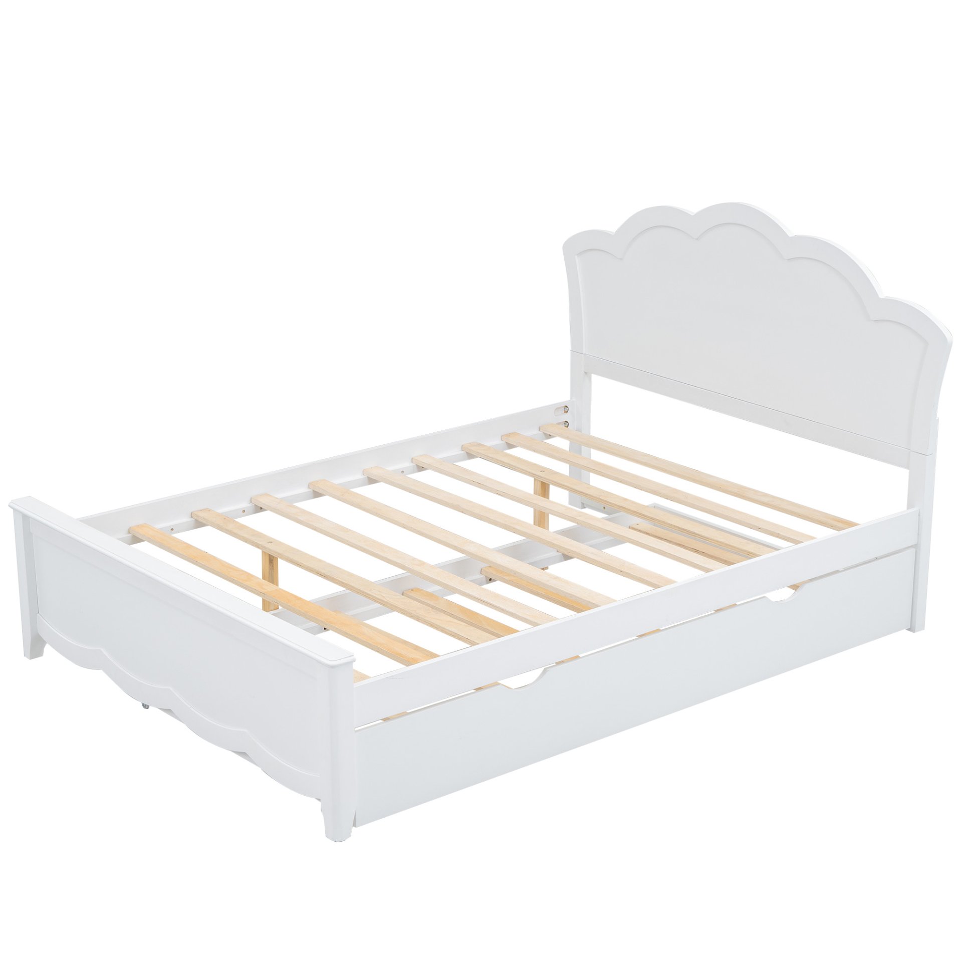Full Size Platform Bed With Headboard And Twin Trundle - White - Image 8