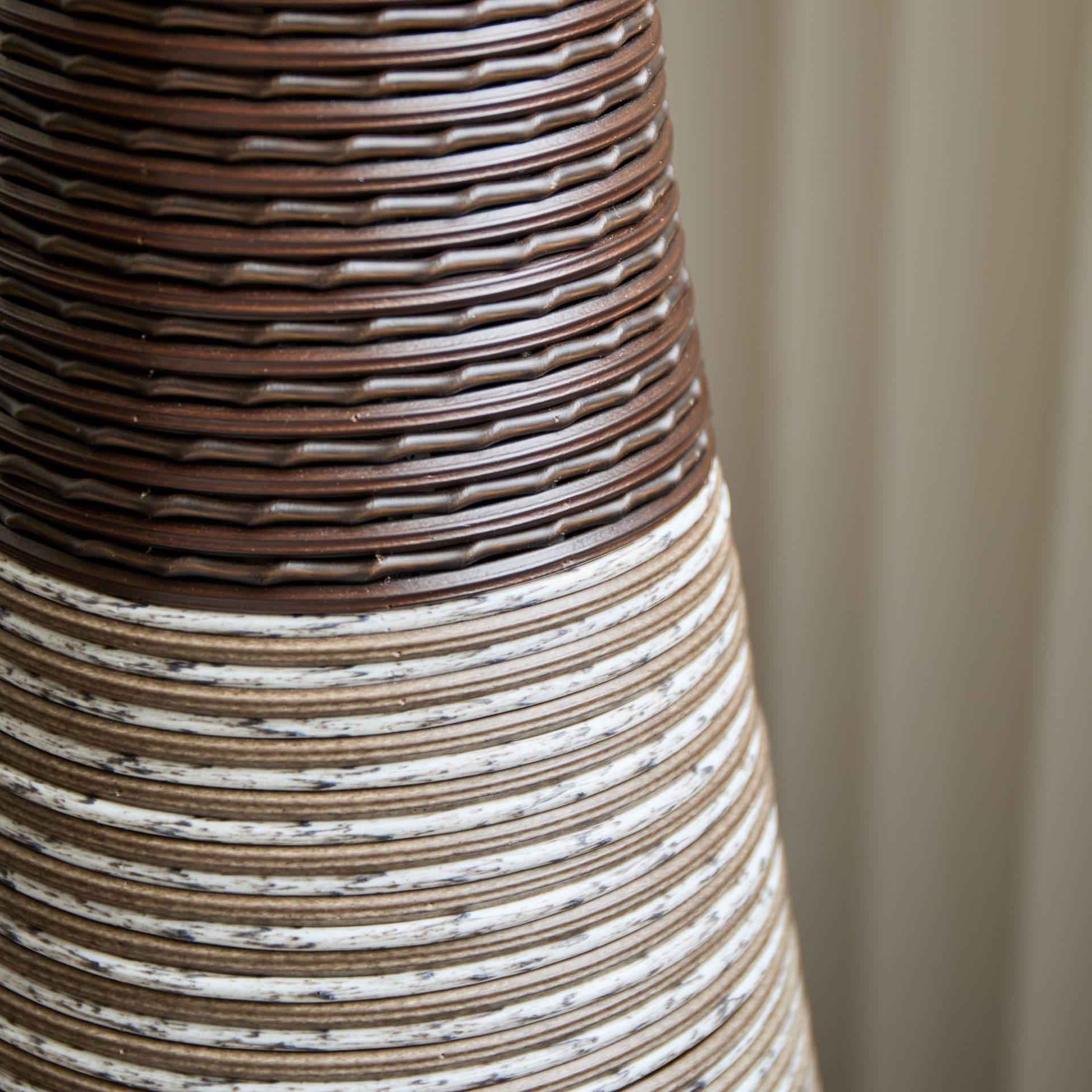 Tall Standing Designer Floor Vase Durable Artificial Rattan Elegant 2 Tone Finish Ideal Decor Accent For Living Room, Bedroom, Entryway Stylish Home Decor Statement Piece - Black / Gray - Image 15