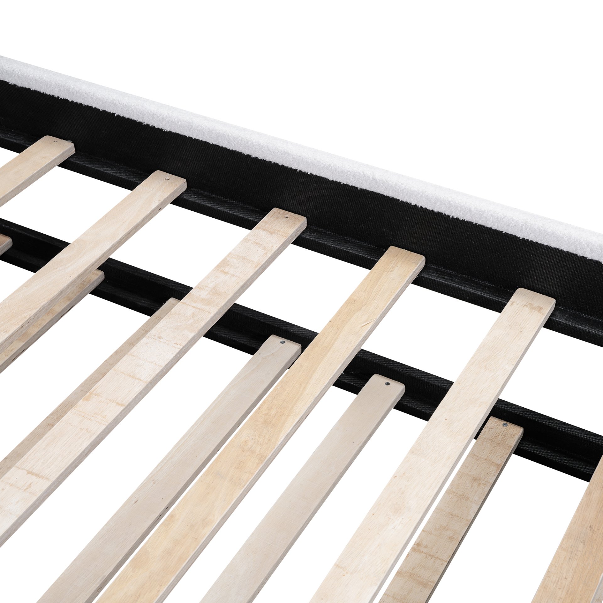 Twin Size Upholstered Platform Bed With Twin Trundle - White - Image 10