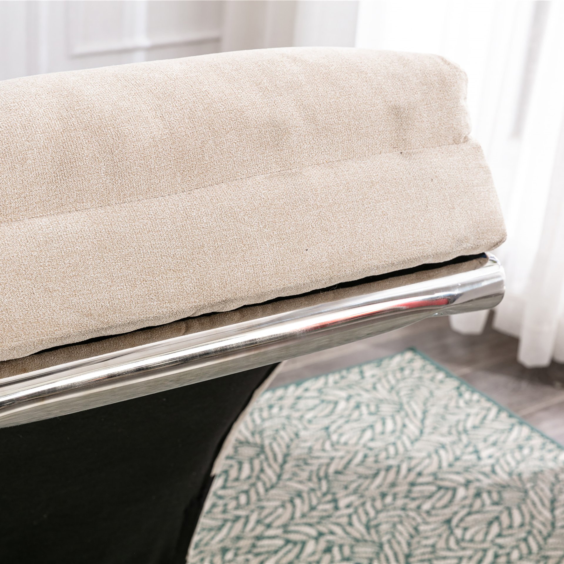 Linen Massage Chaise Lounge Indoor With Remote Control, Ergonomic Electric Massage Lounger - Beige - Image 9