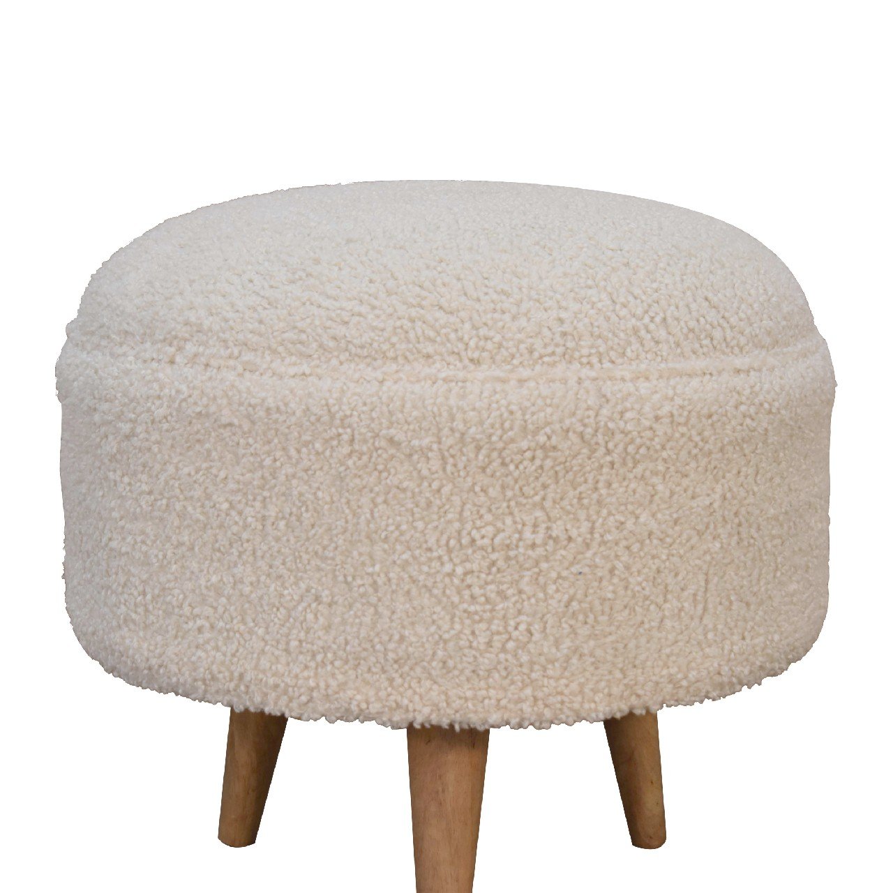 Boucle Rounded Footstool - Oak - Image 6