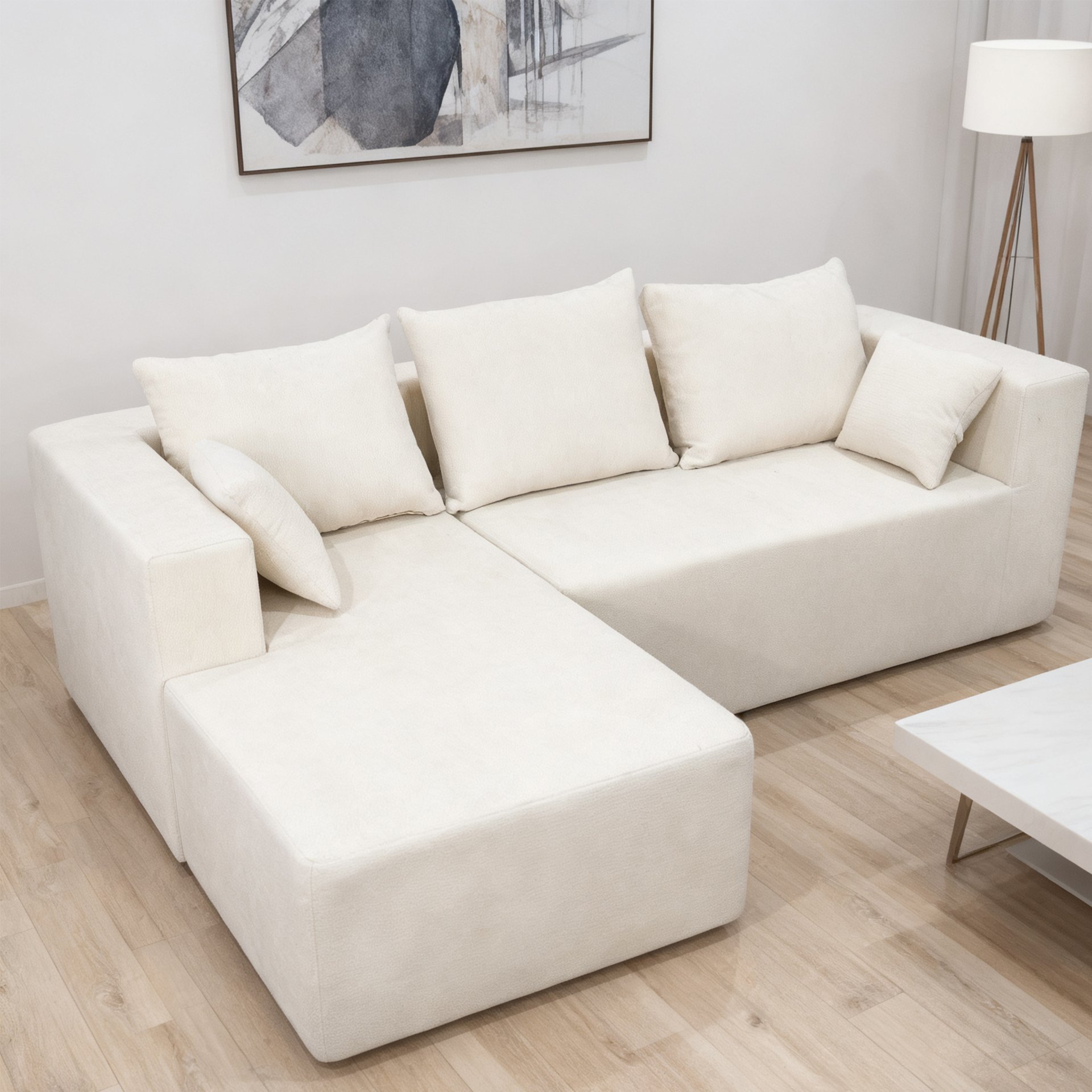 Corner Combination Sofa Sectional Couch, Modular Design For Living Spaces - Beige - Image 2