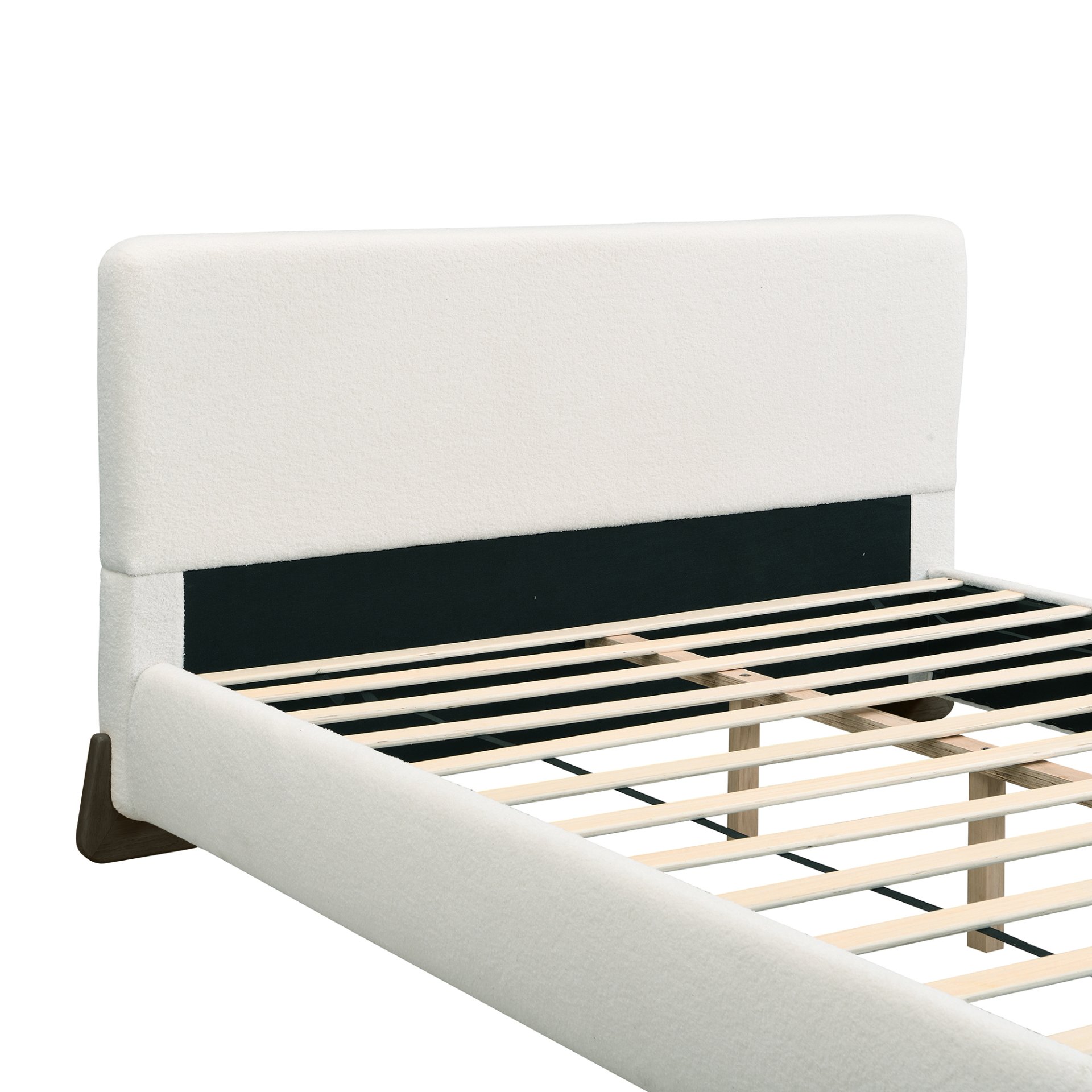 Queen Size, Boucle Upholstered Bed - White - Image 9