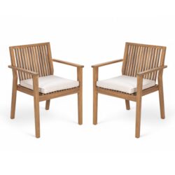 Patio Dining Chair, Comfortable Waterproof Seating (Set of 2) - Beige / Brown