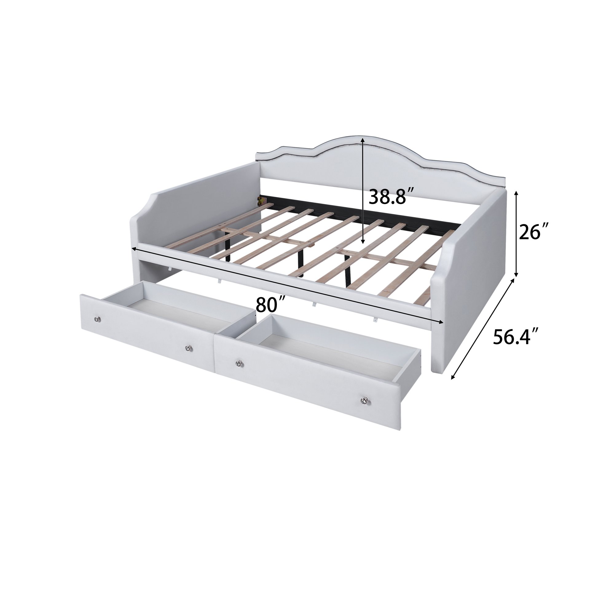 Full Size Upholstered Daybed With LED Lights And 2 Drawers - Beige - Image 3