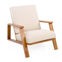 Outdoor Patio Lounge Chair - Teak / Beige