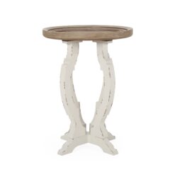 French Country Style Accent Table With Hourglass Design - Natural