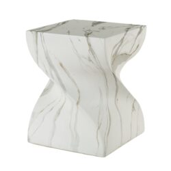 Outdoor End Table, Round Side Table For Patio And Garden - Marble
