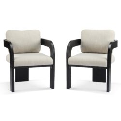 Dining Chairs With Pillow Back (Set of 2) - Beige / Black