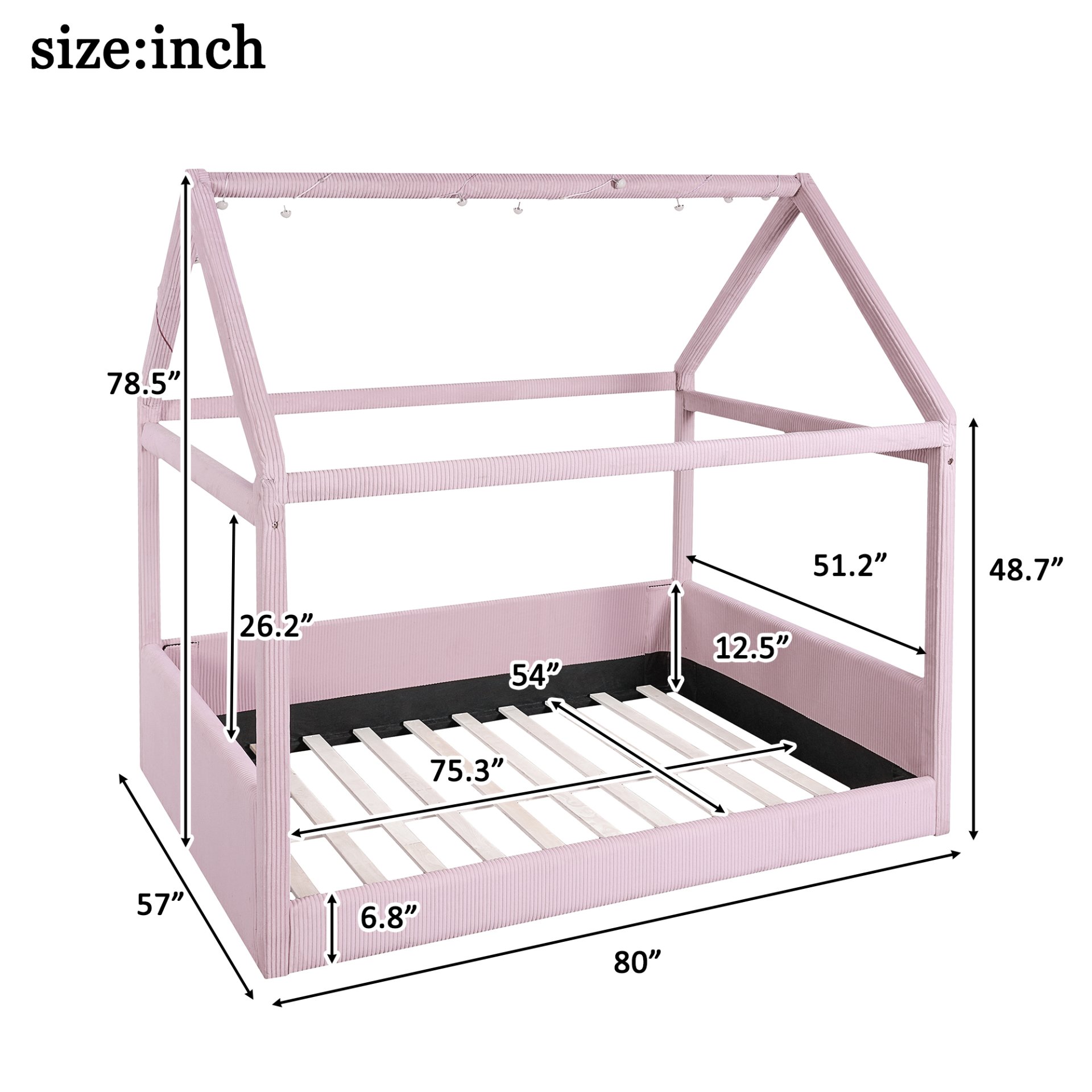 Full Size Upholstered House Style Daybed With LED Light Strips - Pink - Image 3