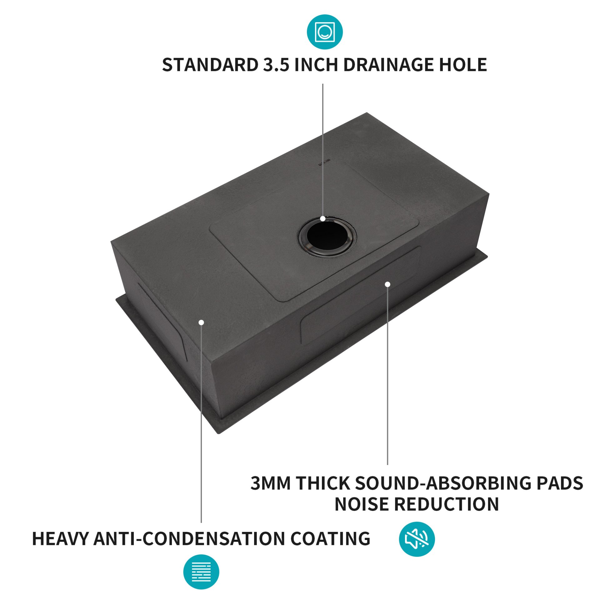 28" Single Bowl Undermount Sink With 9" Deep Basin - Gunmetal Black - Image 5