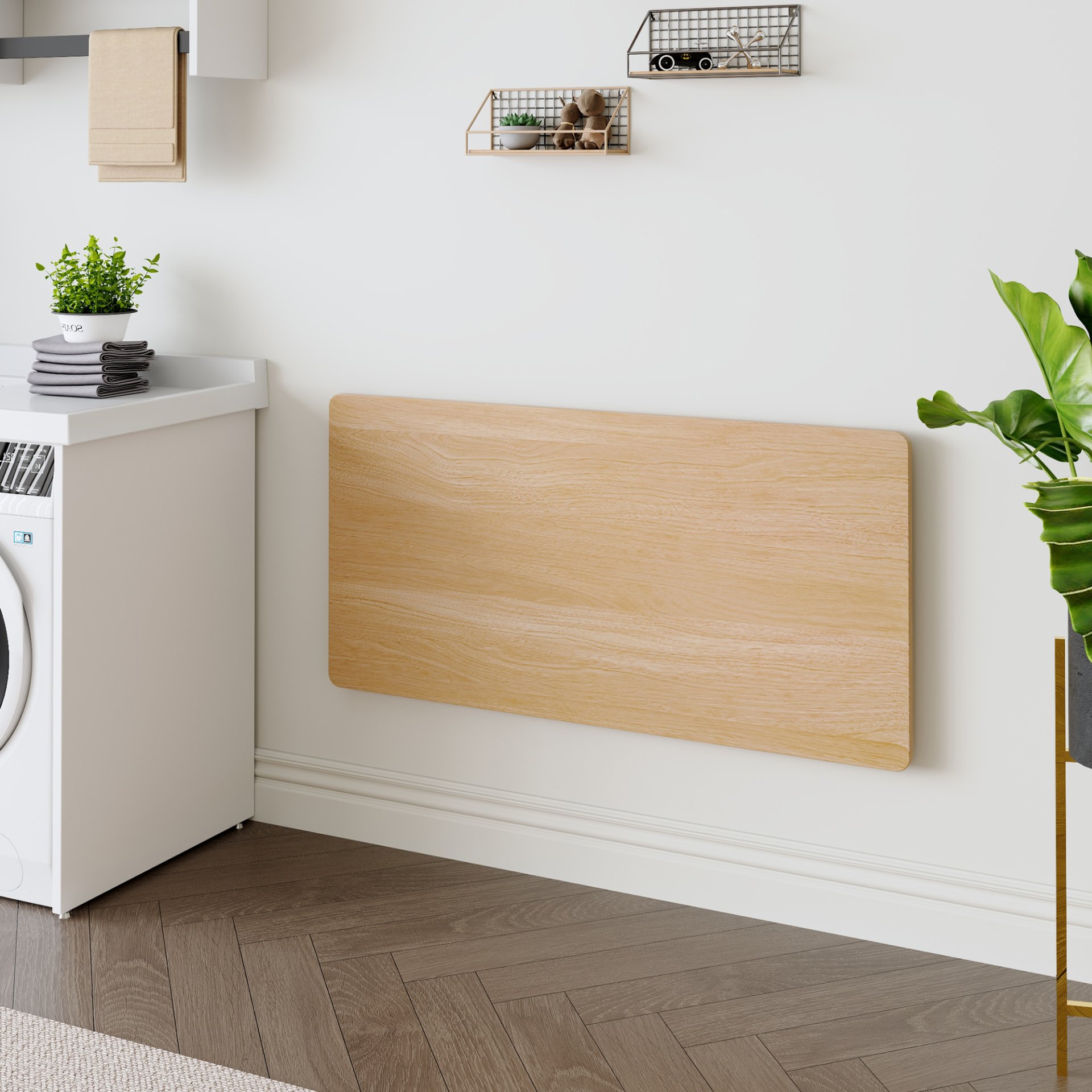 Laundry Room Folding Table Wall Mounted, Folding Table For Small Spaces, Fold Down Desk, Workbench, Addition To Garage & Shed - Burly Wood - Image 4