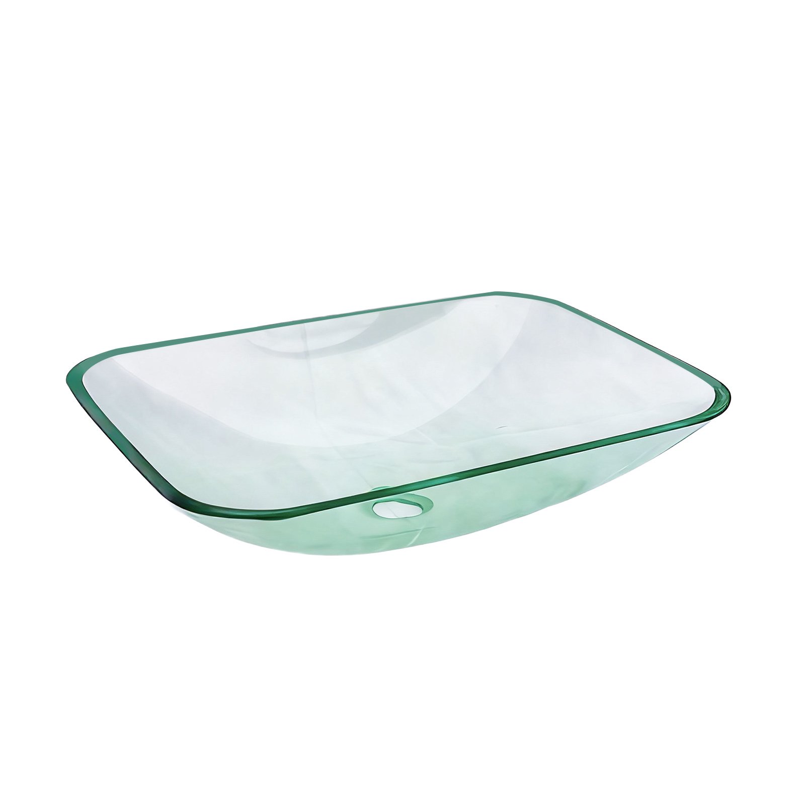 Clear Vessel Sink Rectangle Above Counter Bathroom Basin With Pop Up Drain, No Faucet - Clear - Image 6