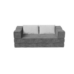 Convertible Couch Bed With 2 Pillows, 3 Seat Folding Floor Couch & King Size Bed Mattress, Diy Combination - Gray