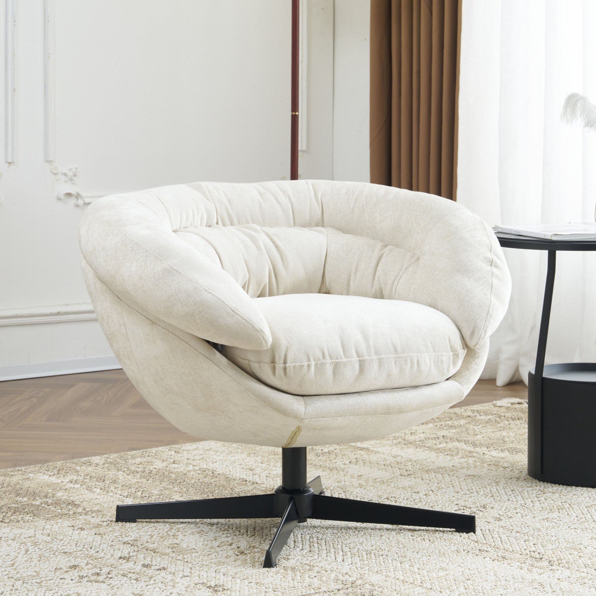 Modern Office Chair With Swivel - Beige - Image 2