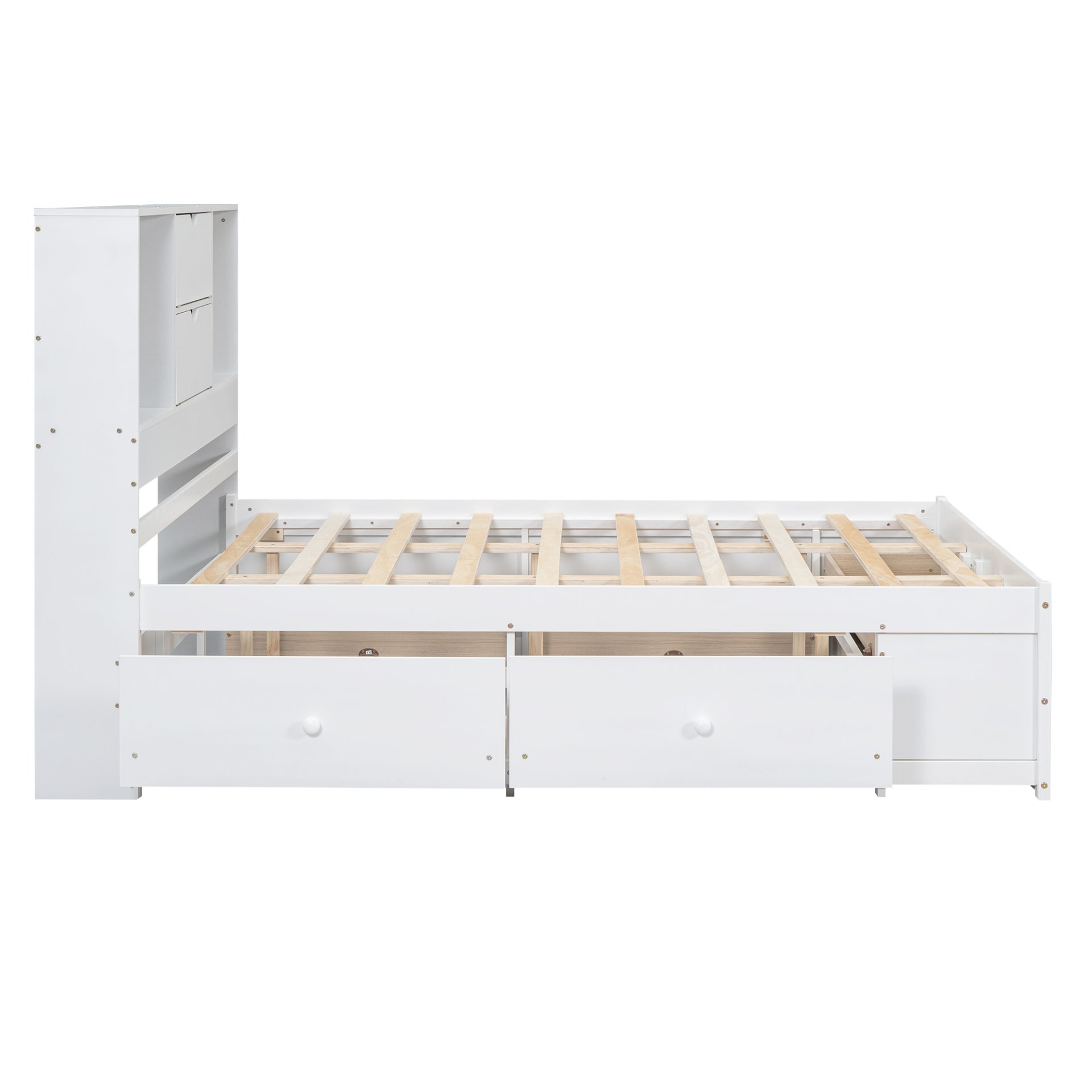 Queen Size Platform Bed With Storage Headboard And 8 Drawers - White - Image 11